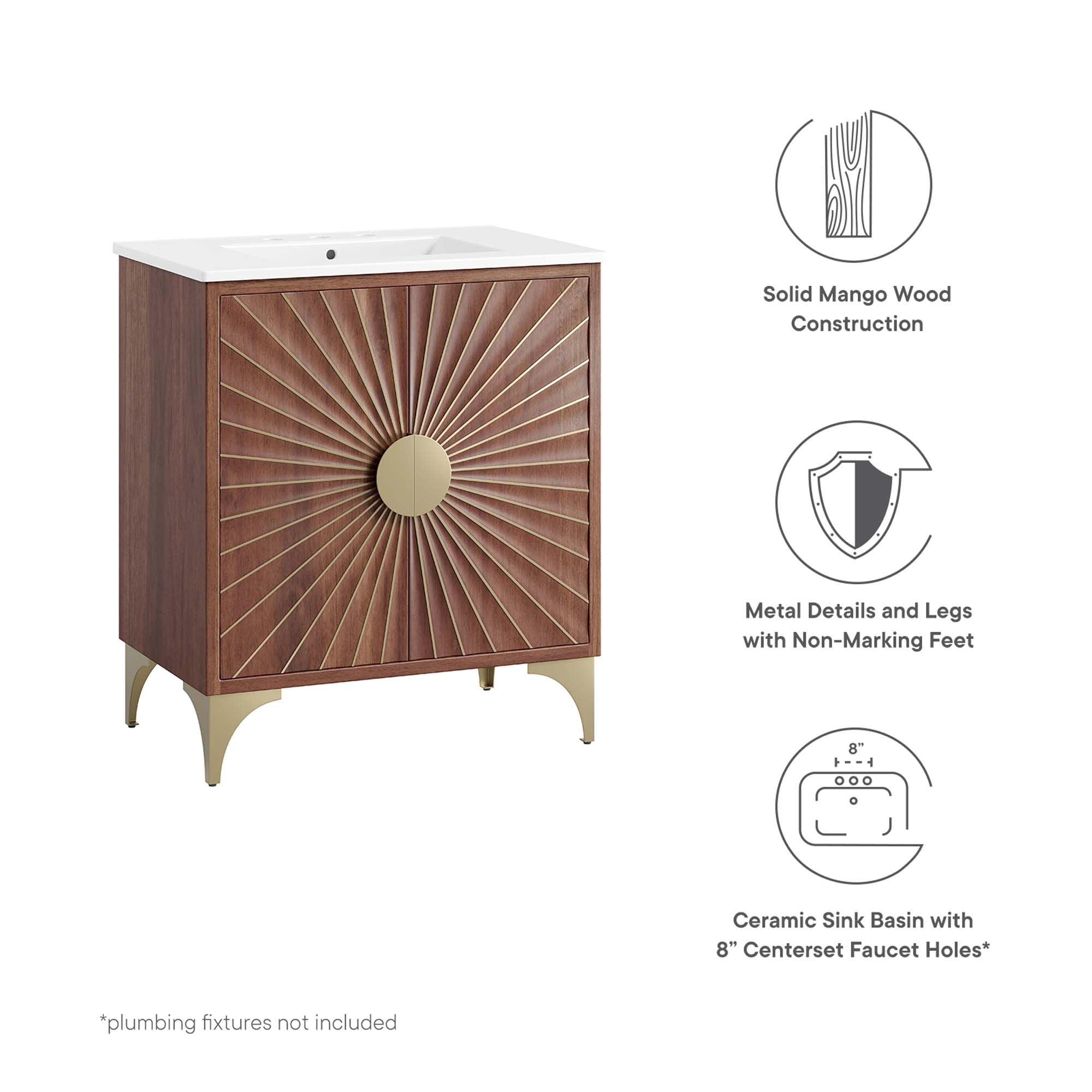 Daylight 30" Bathroom Vanity, White Walnut