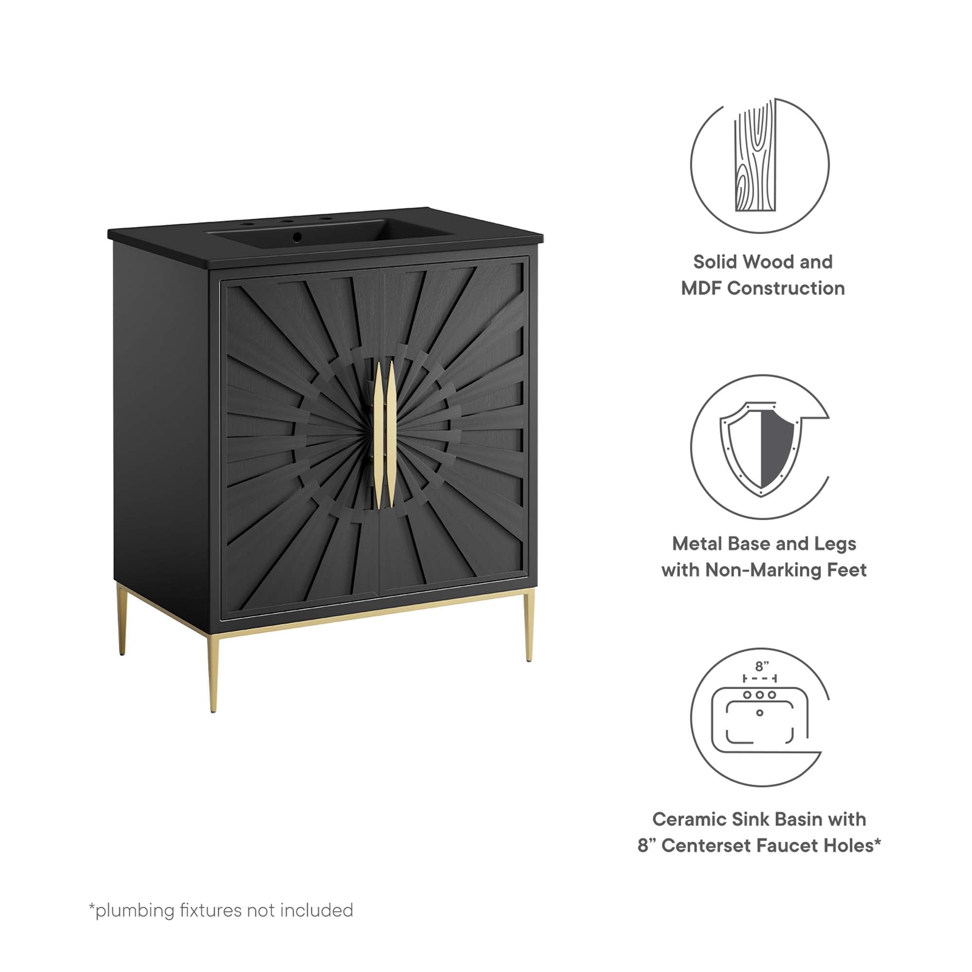 Awaken 30" Bathroom Vanity, Black Black