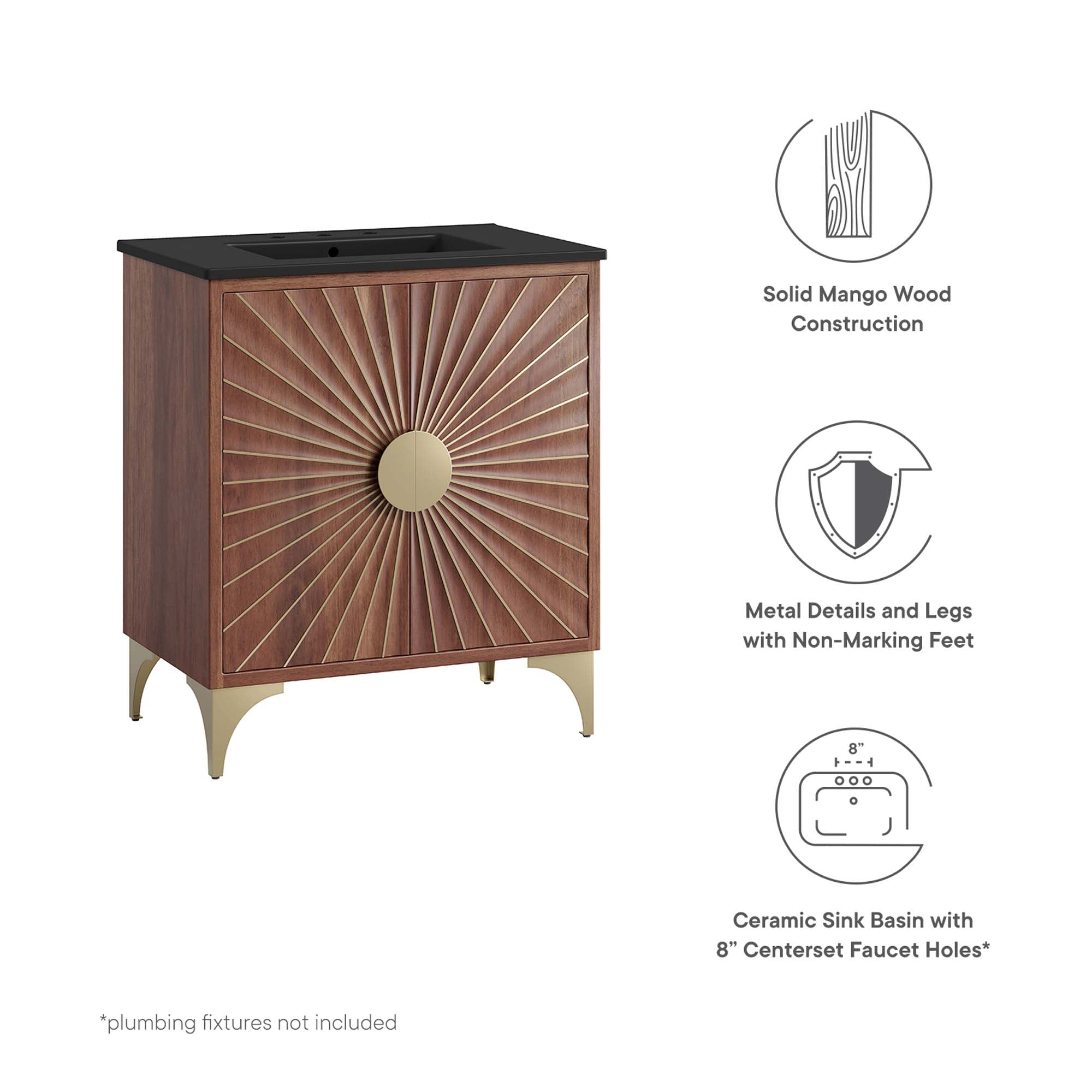 Daylight 30" Bathroom Vanity, Black Walnut