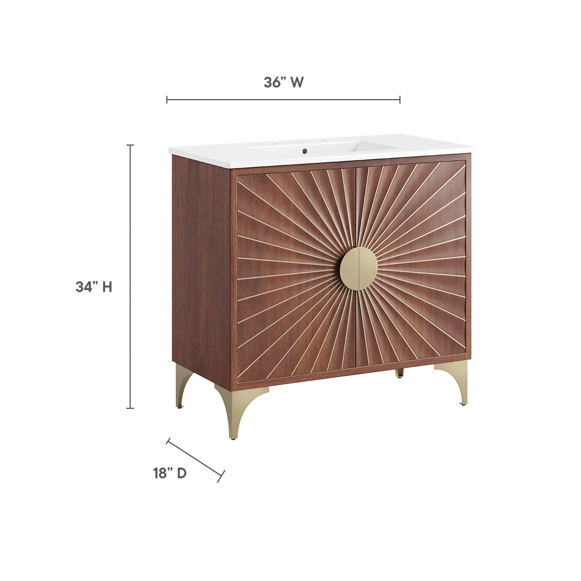 Daylight 36" Bathroom Vanity, White Walnut
