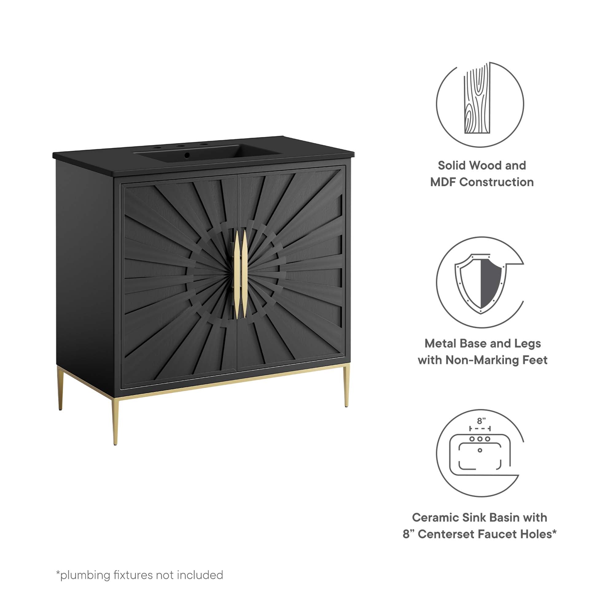 Awaken 36" Bathroom Vanity, Black Black