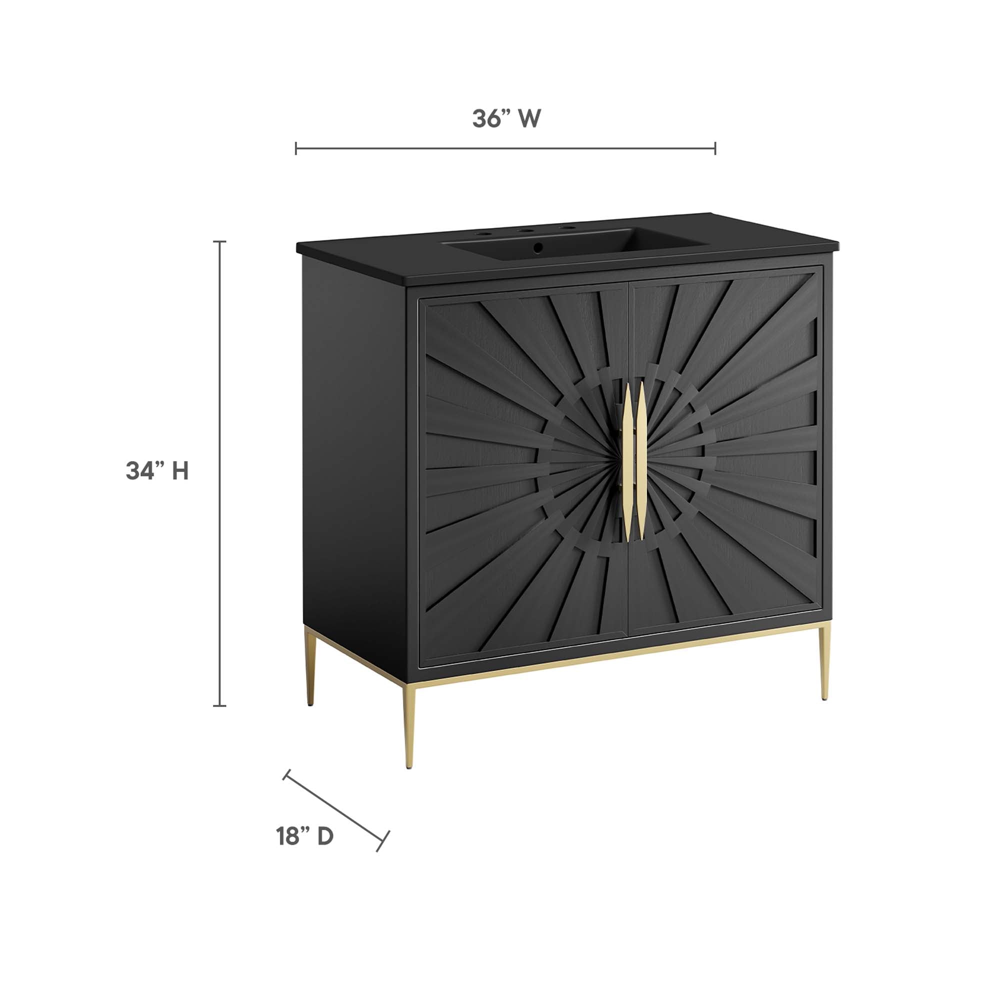Awaken 36" Bathroom Vanity, Black Black