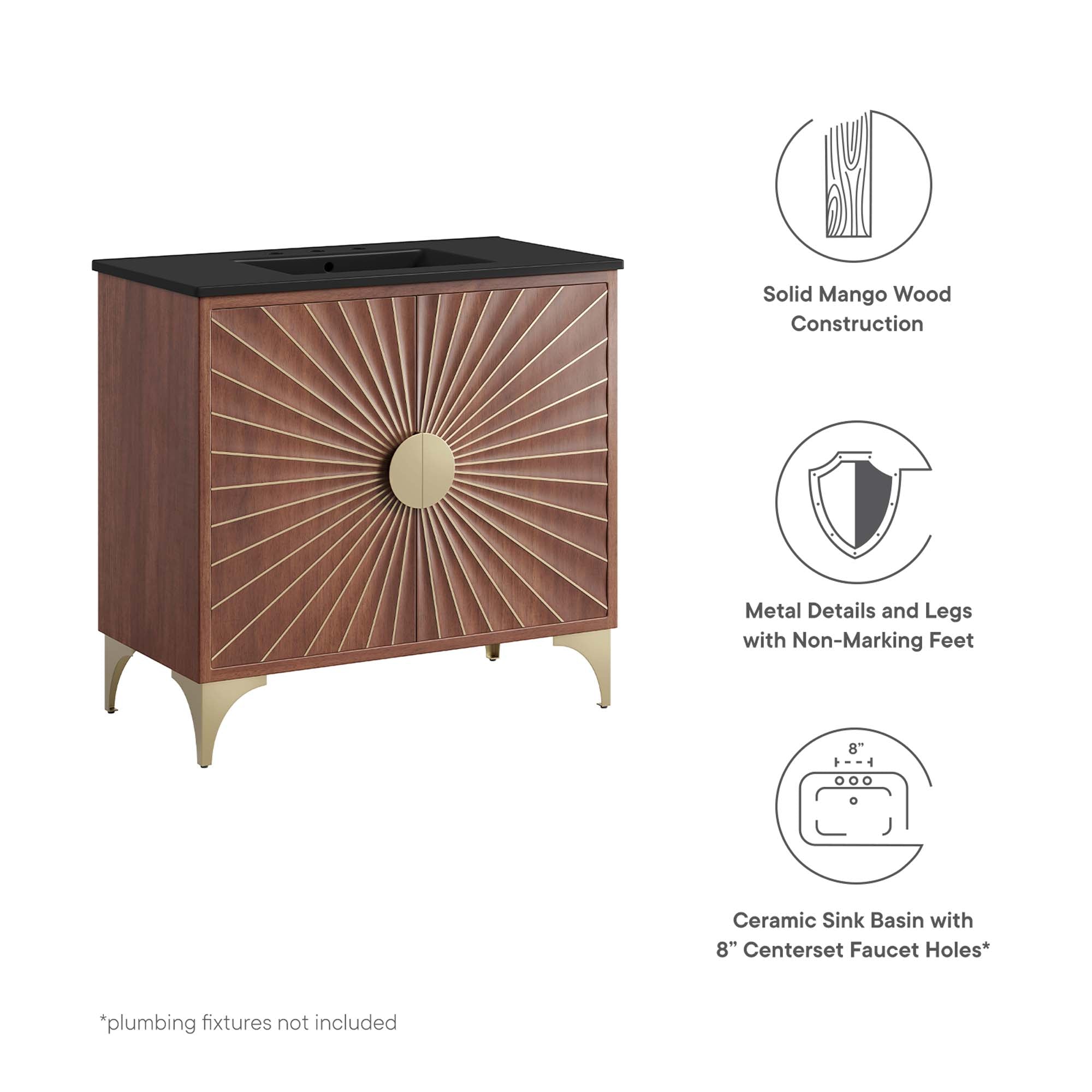 Daylight 36" Bathroom Vanity, Black Walnut