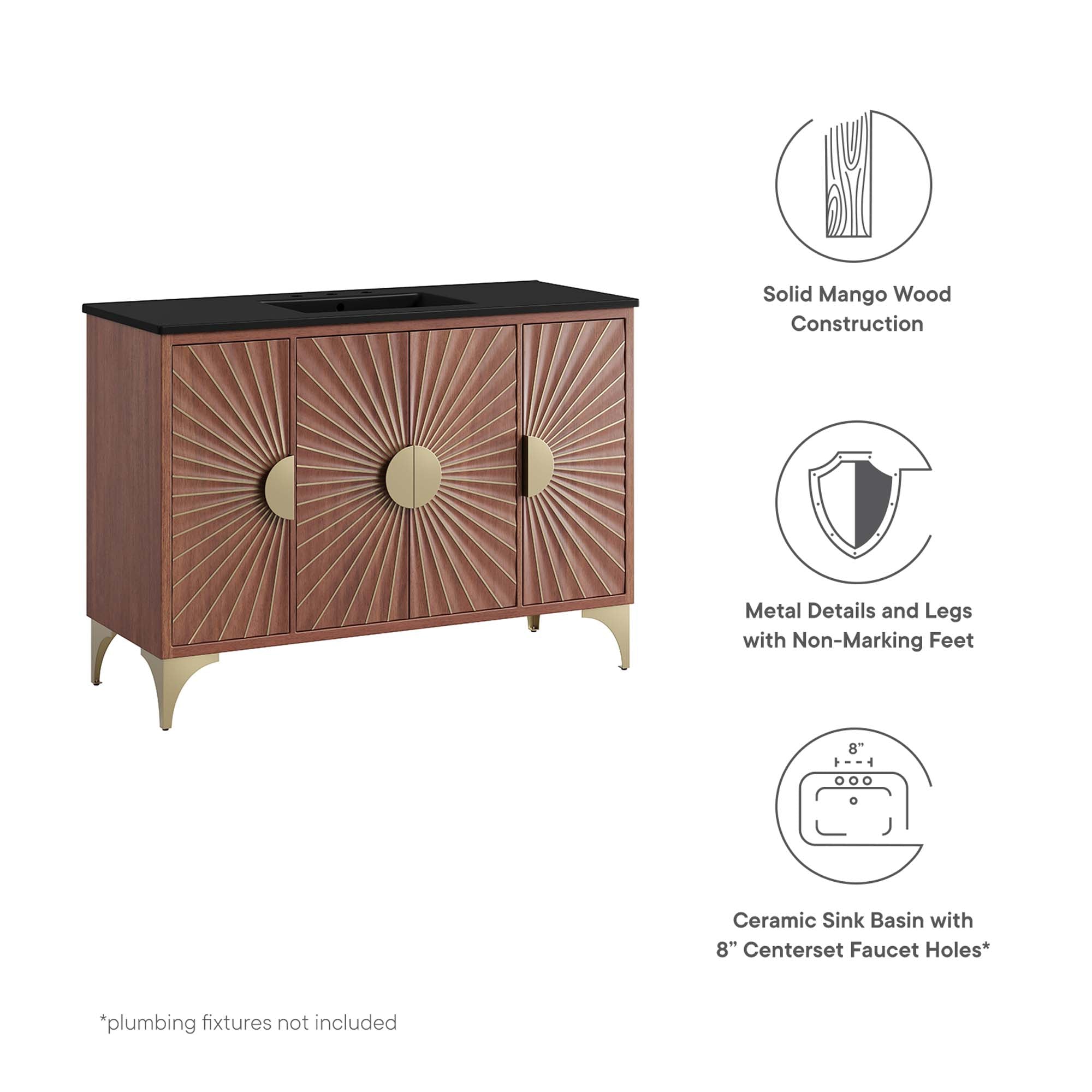 Daylight 48" Bathroom Vanity, Black Walnut
