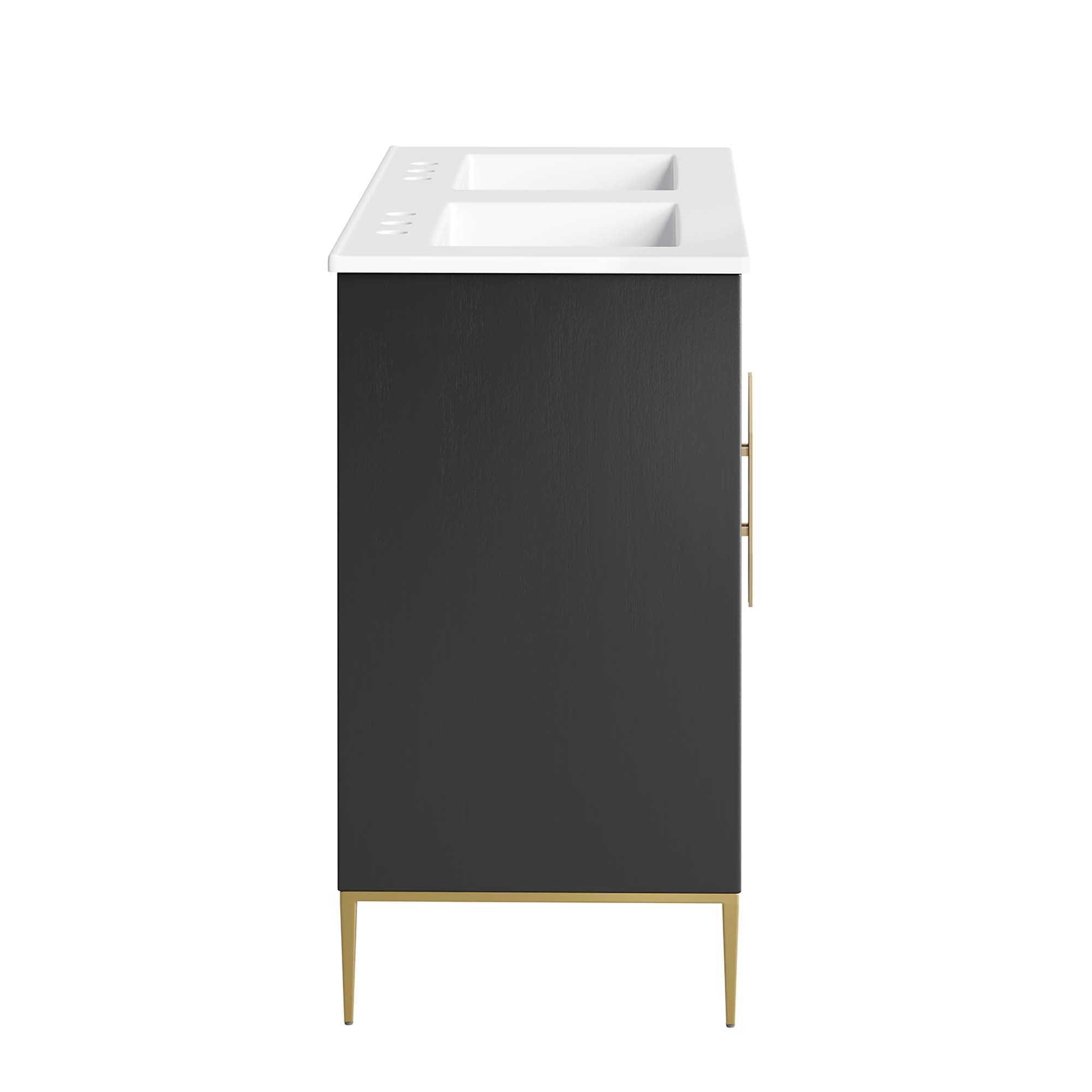 Awaken 48" Double Sink Bathroom Vanity, White Black