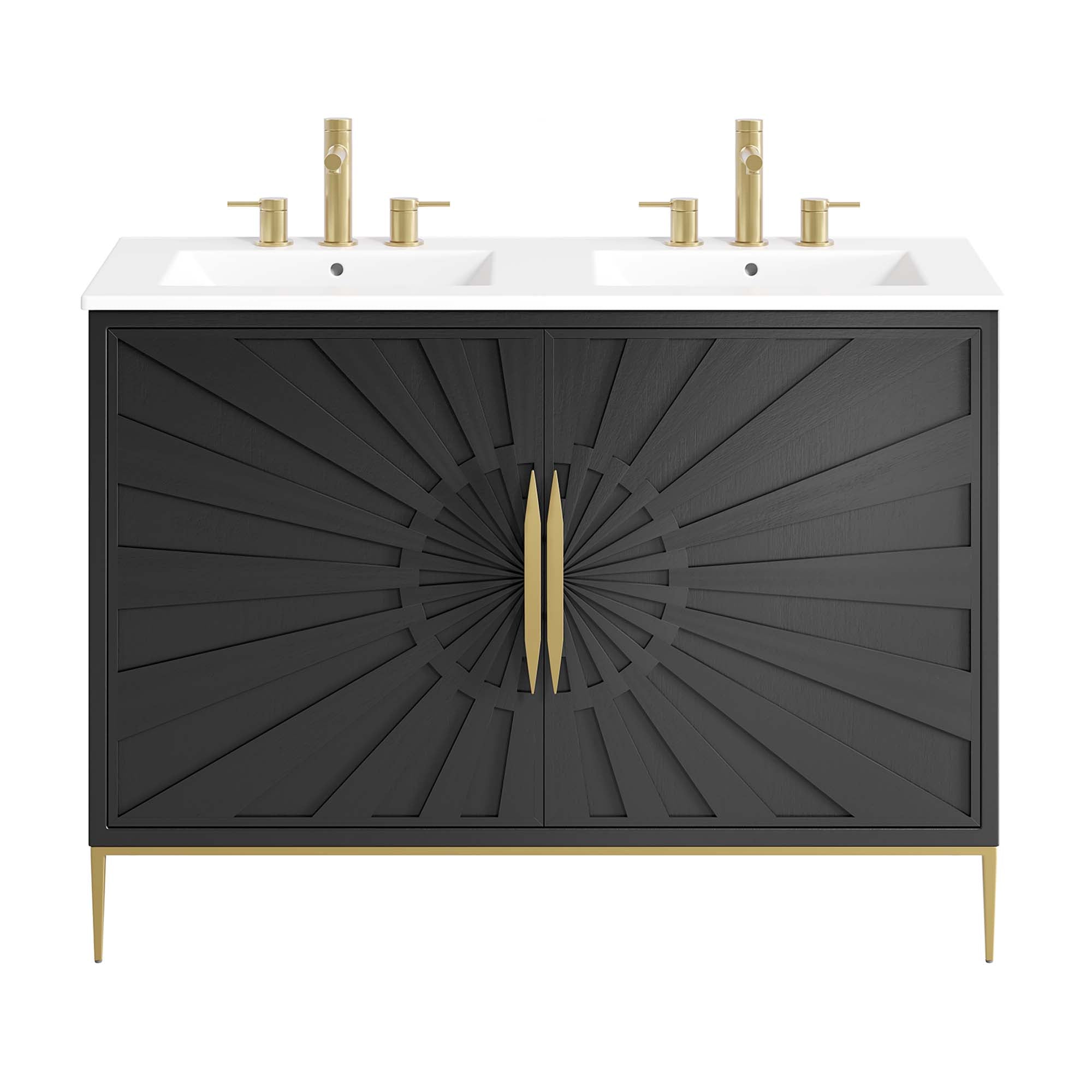 Awaken 48" Double Sink Bathroom Vanity, White Black