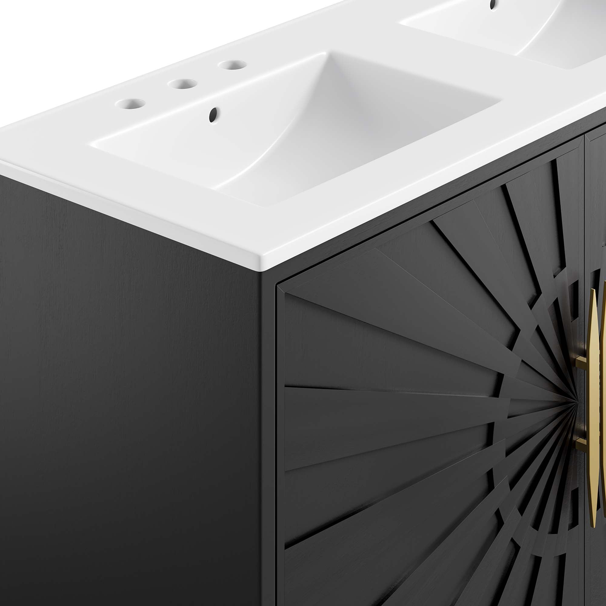 Awaken 48" Double Sink Bathroom Vanity, White Black