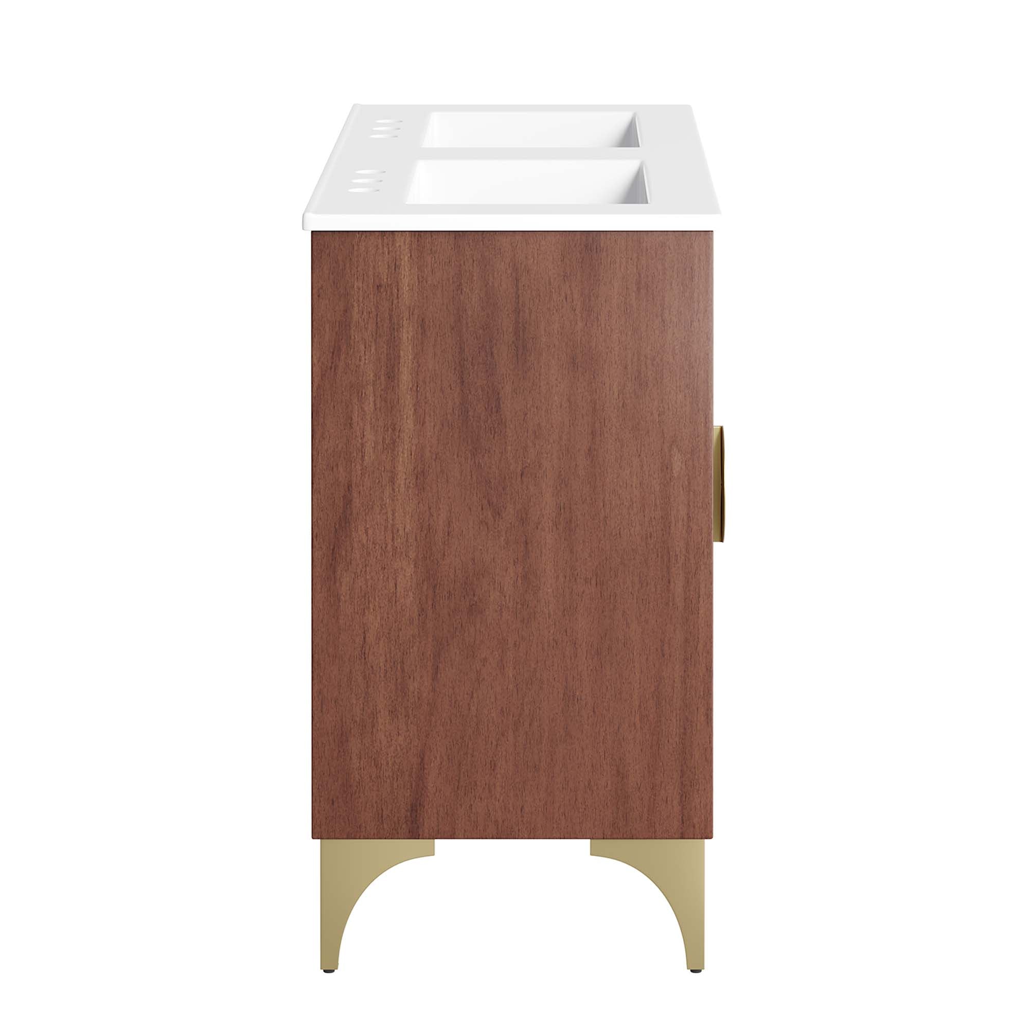 Daylight 48" Double Sink Bathroom Vanity, White Walnut