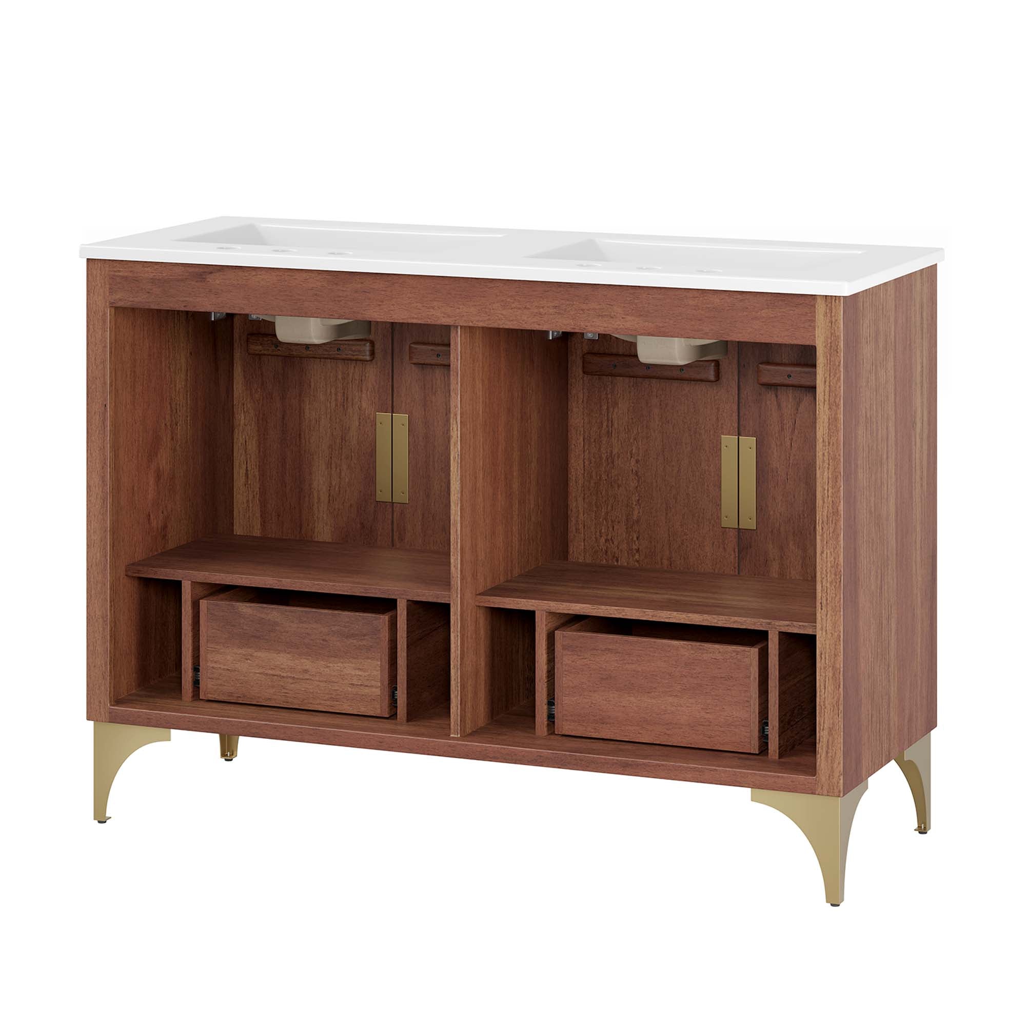 Daylight 48" Double Sink Bathroom Vanity, White Walnut
