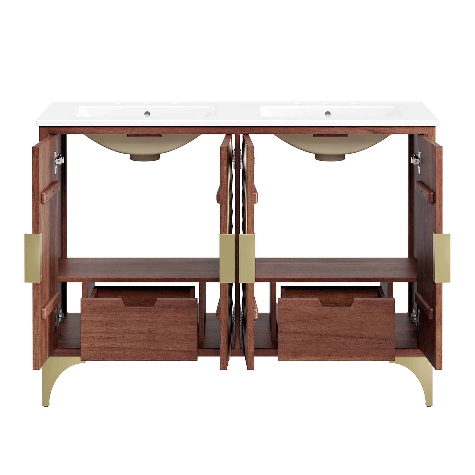 Daylight 48" Double Sink Bathroom Vanity, White Walnut