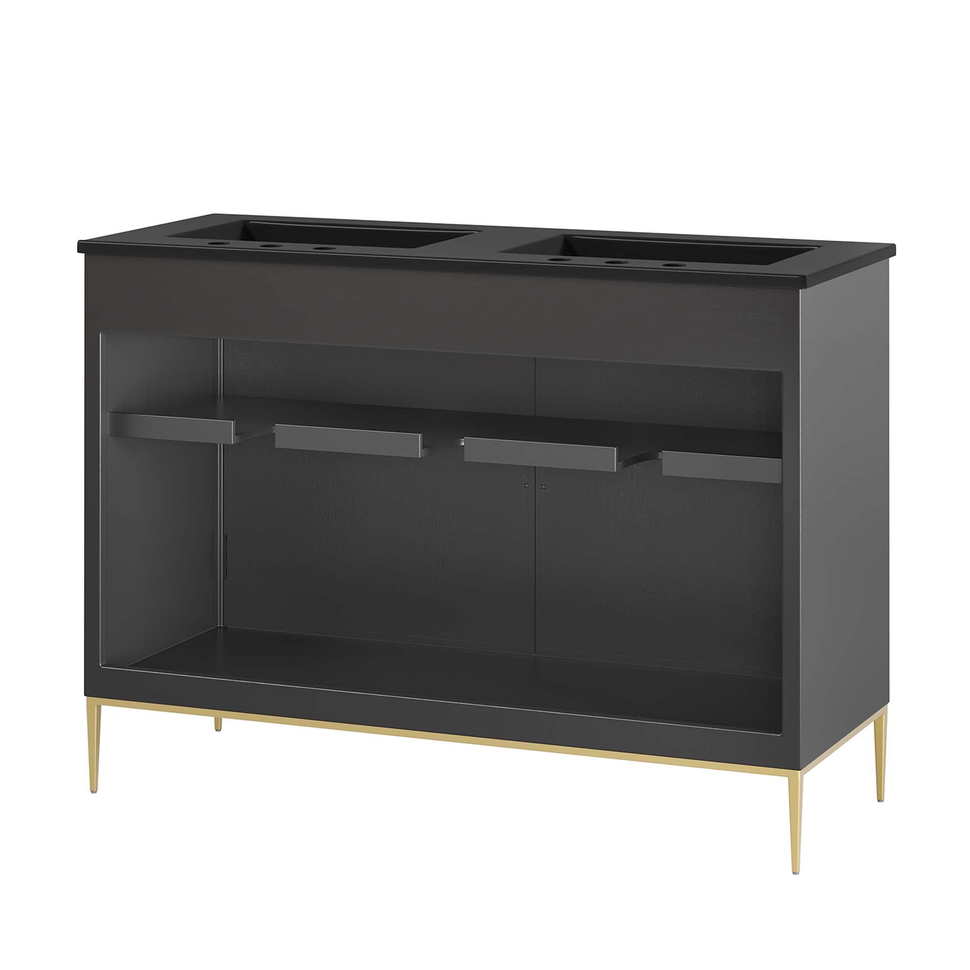 Awaken 48" Double Sink Bathroom Vanity, Black Black