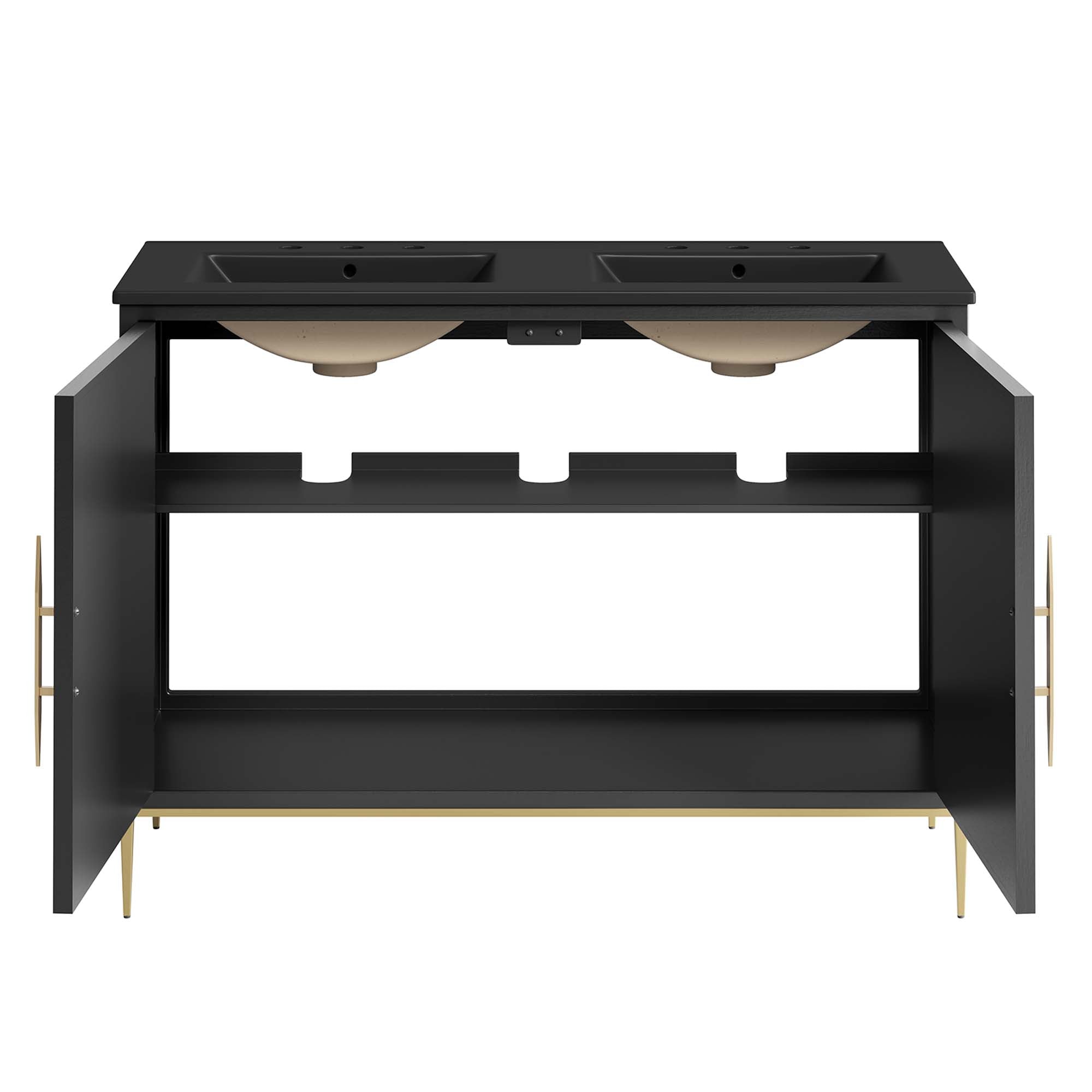 Awaken 48" Double Sink Bathroom Vanity, Black Black