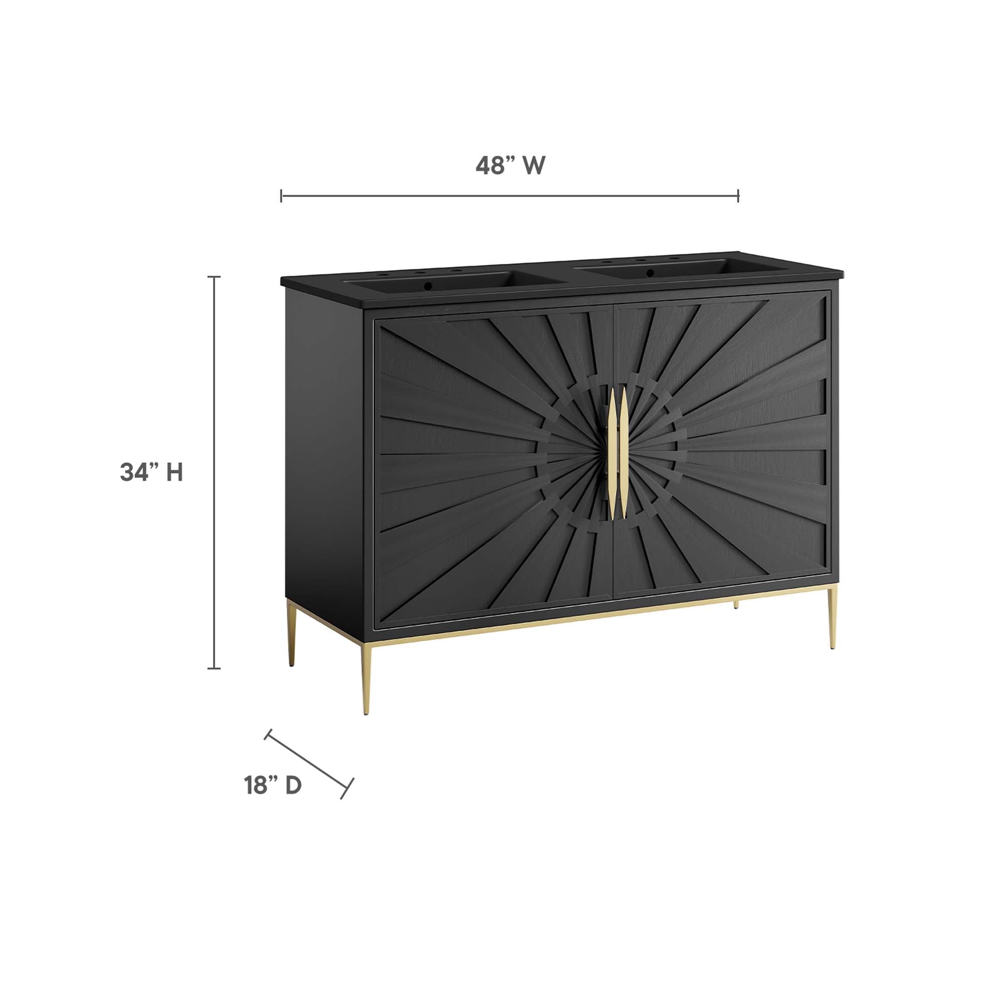 Awaken 48" Double Sink Bathroom Vanity, Black Black
