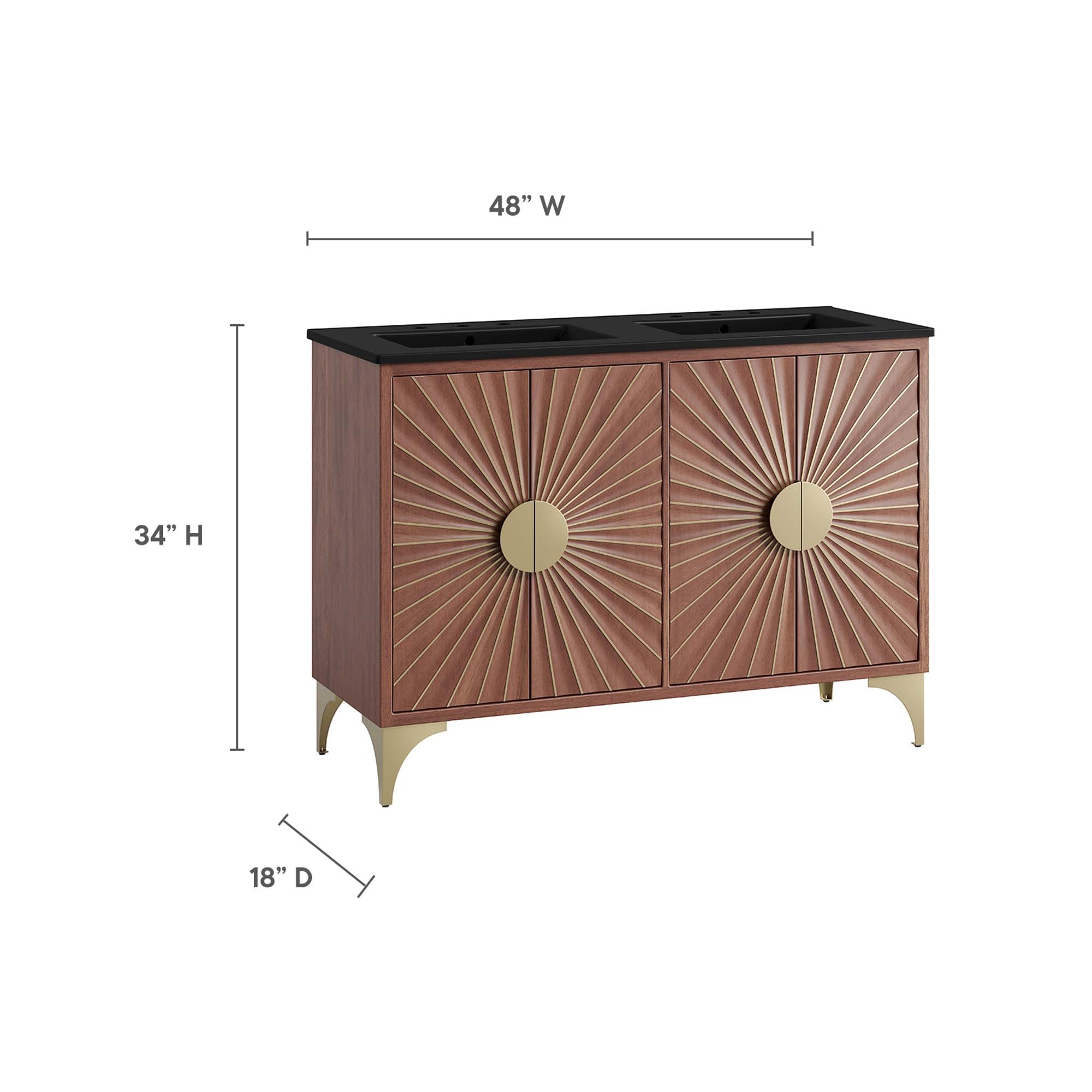 Daylight 48" Double Sink Bathroom Vanity, Black Walnut