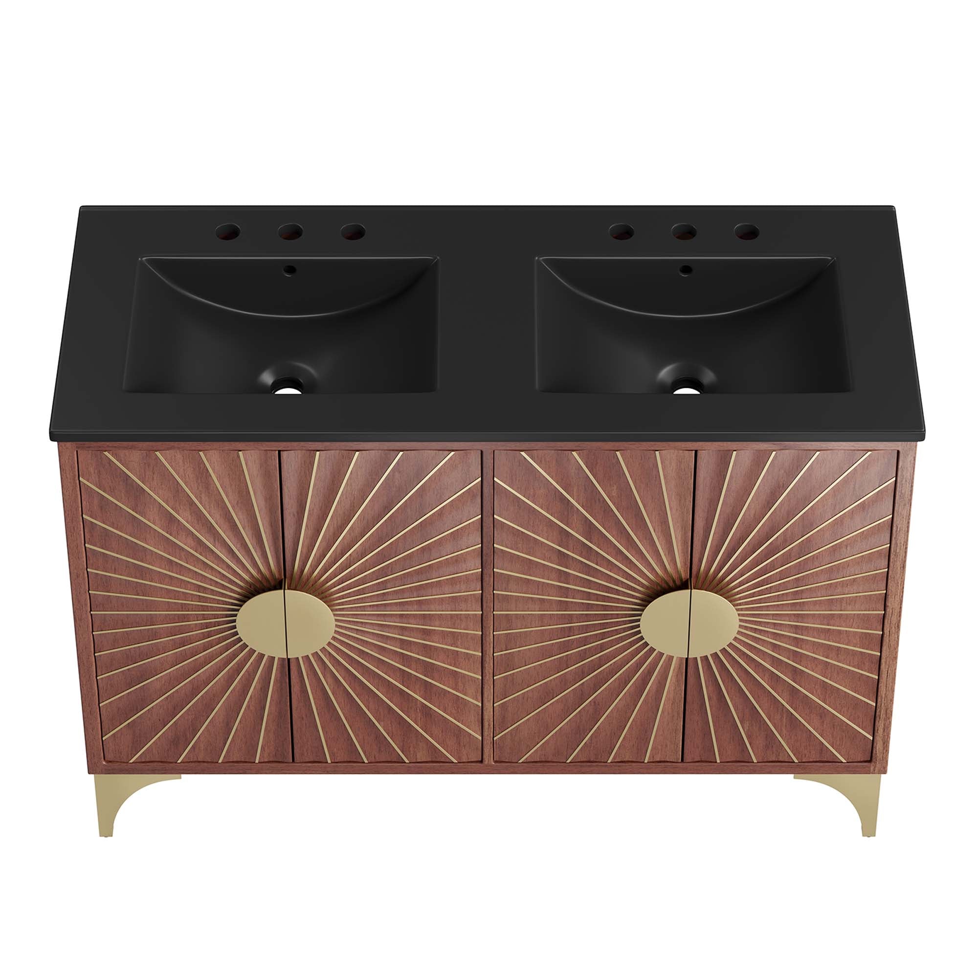 Daylight 48" Double Sink Bathroom Vanity, Black Walnut