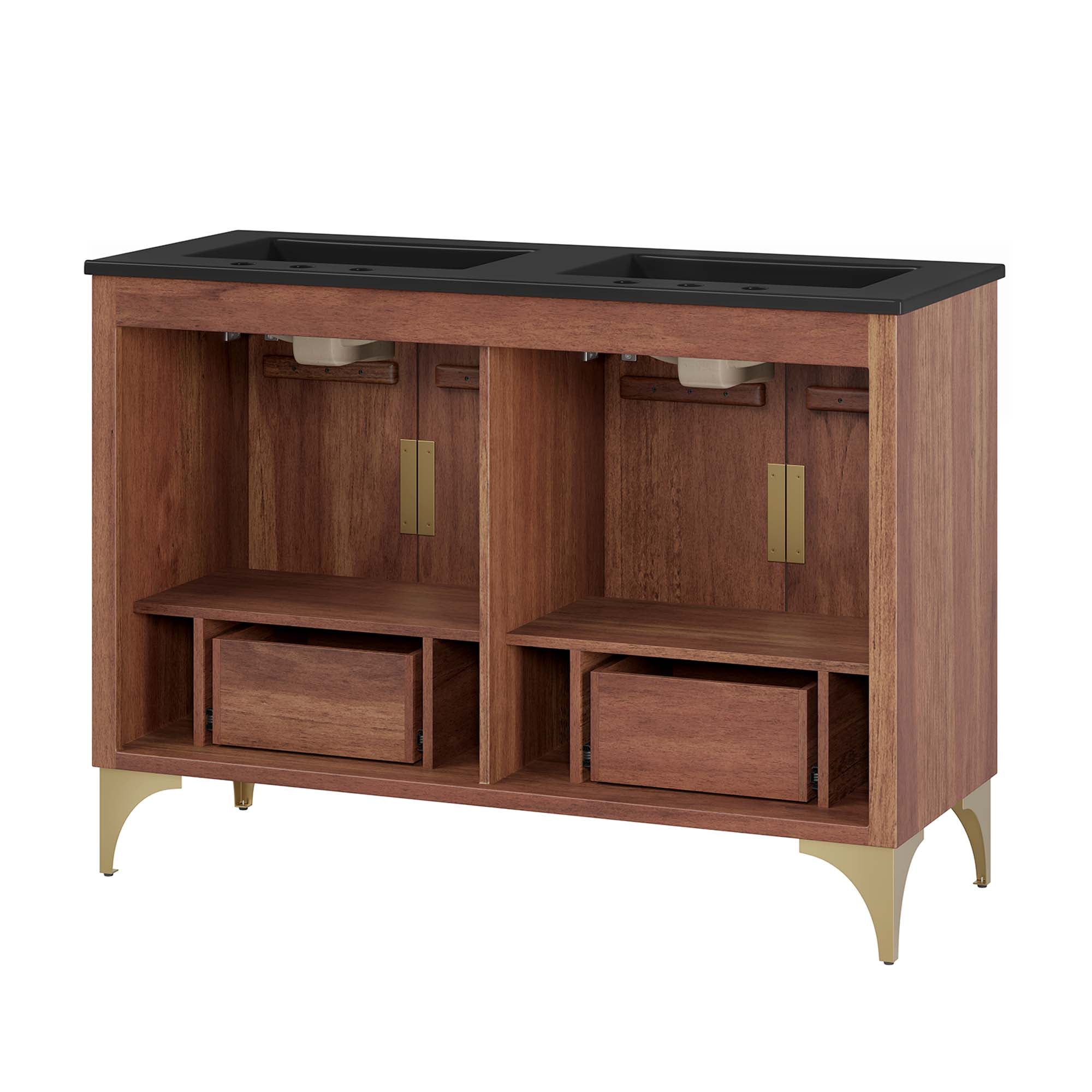 Daylight 48" Double Sink Bathroom Vanity, Black Walnut