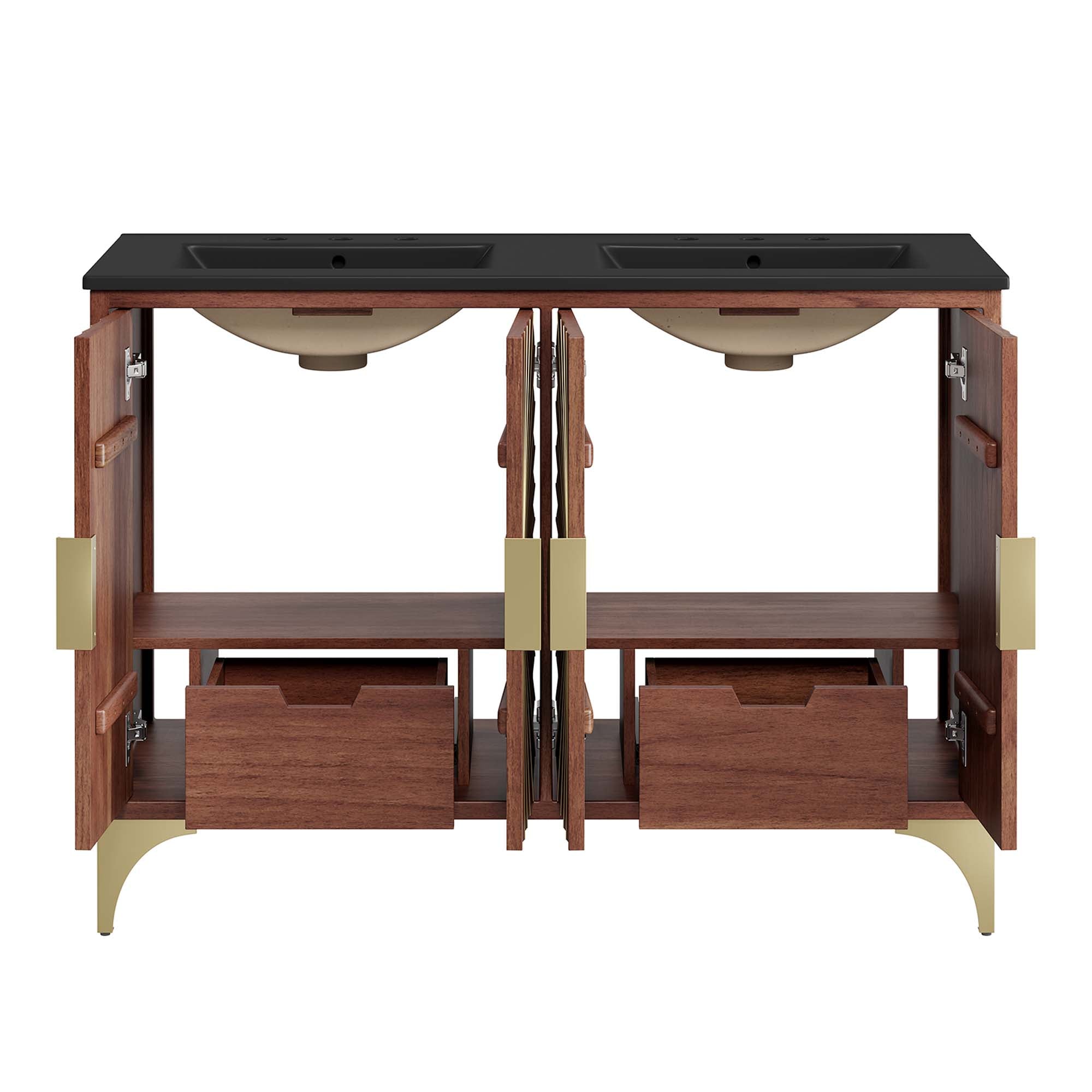 Daylight 48" Double Sink Bathroom Vanity, Black Walnut