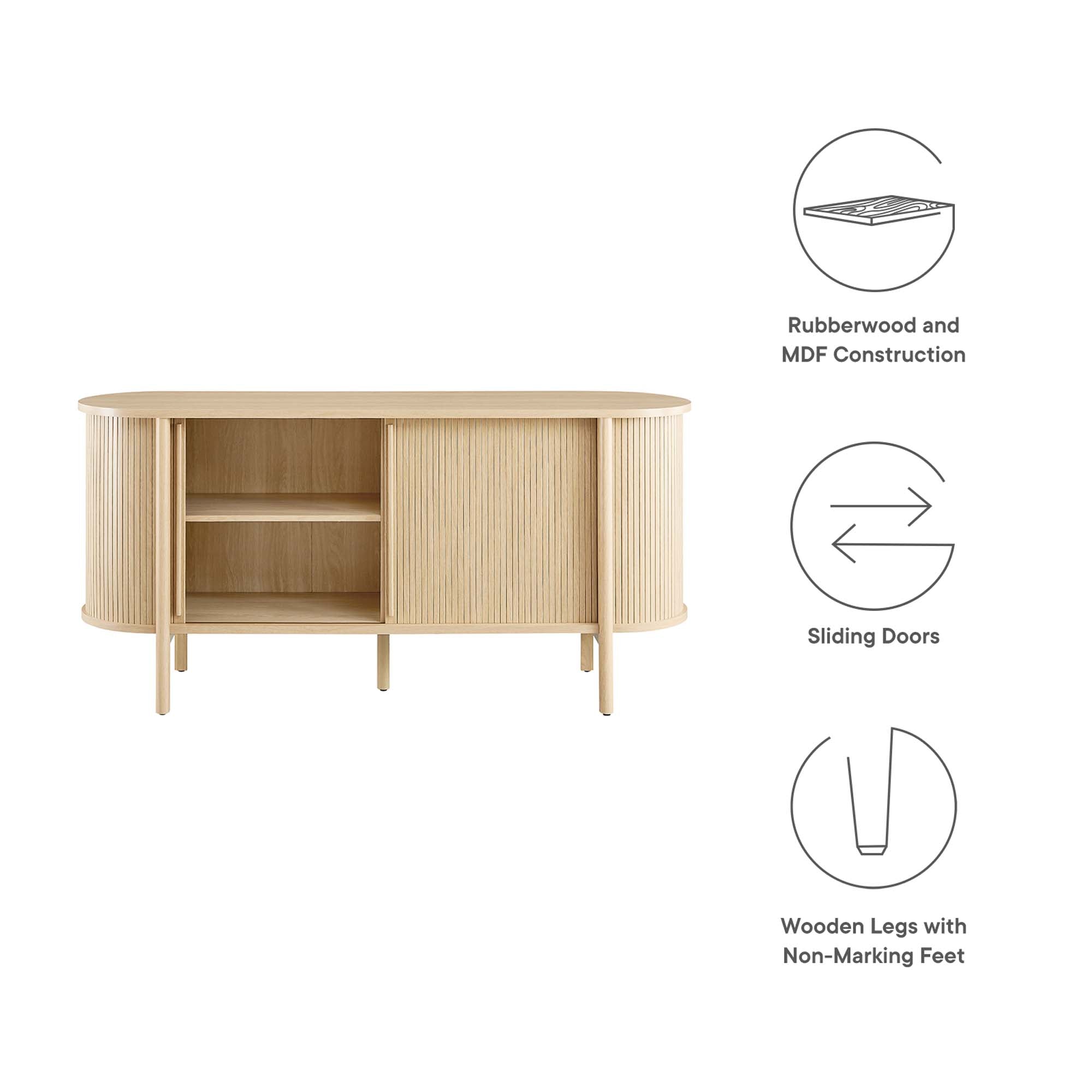 Cadence 63" Curved Sideboard, Oak