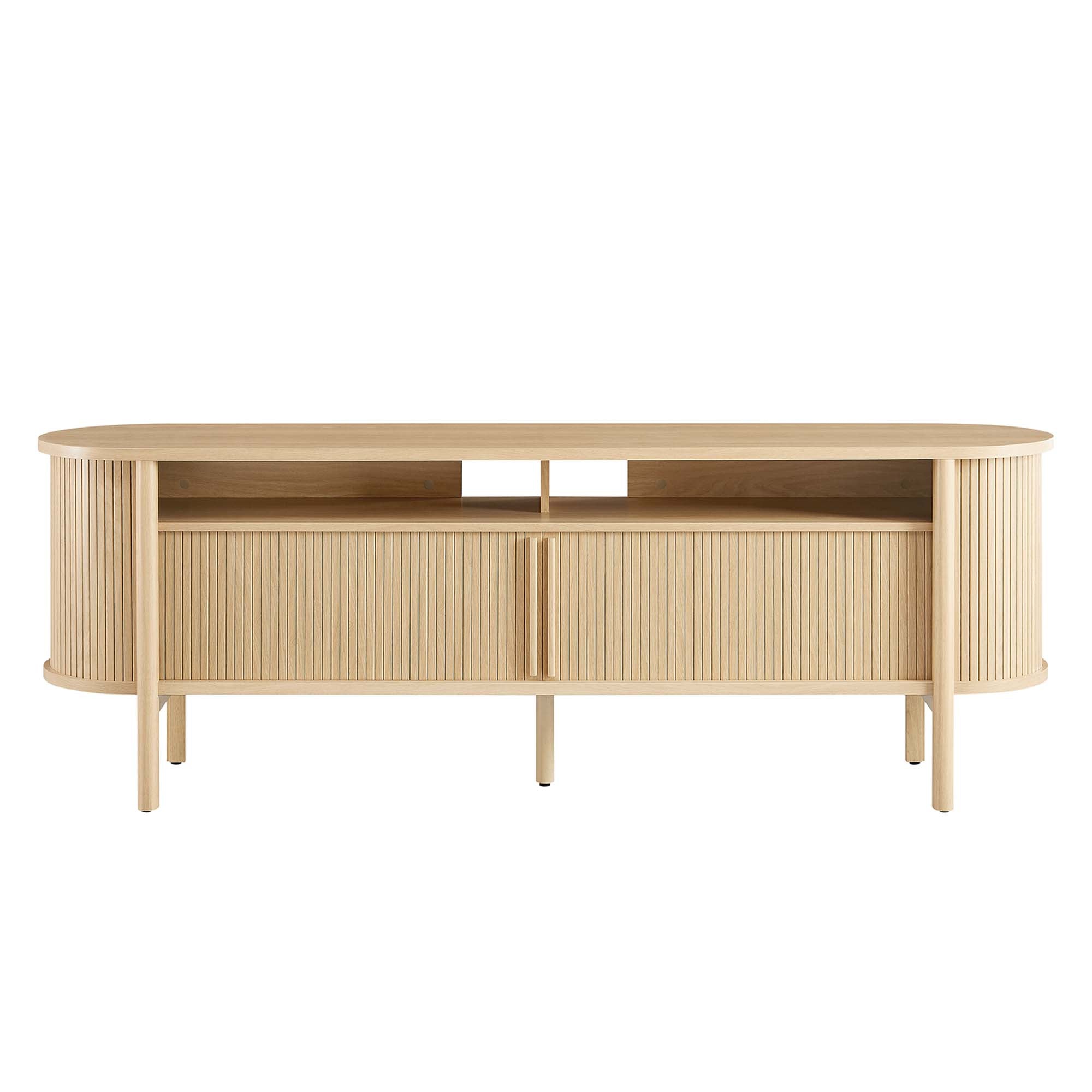 Cadence 71" Curved TV Stand, Oak