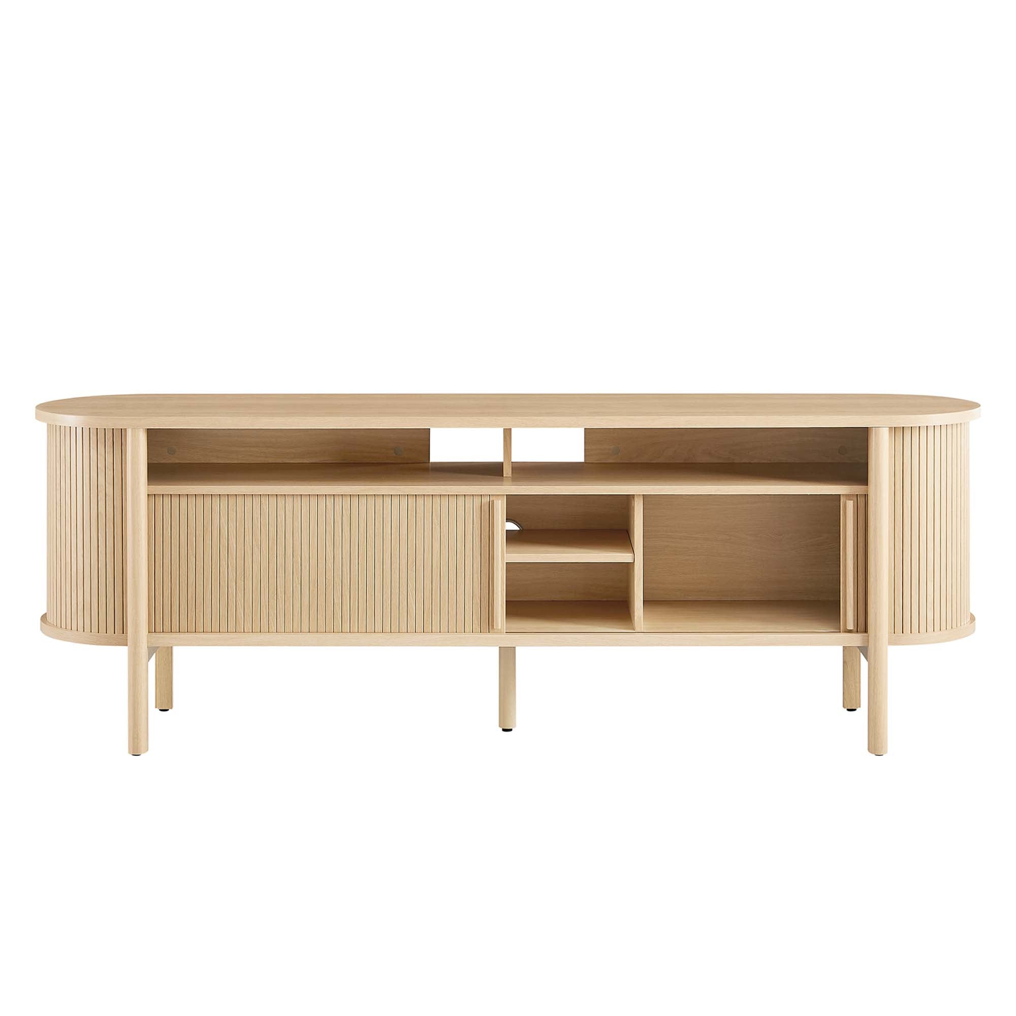 Cadence 71" Curved TV Stand, Oak
