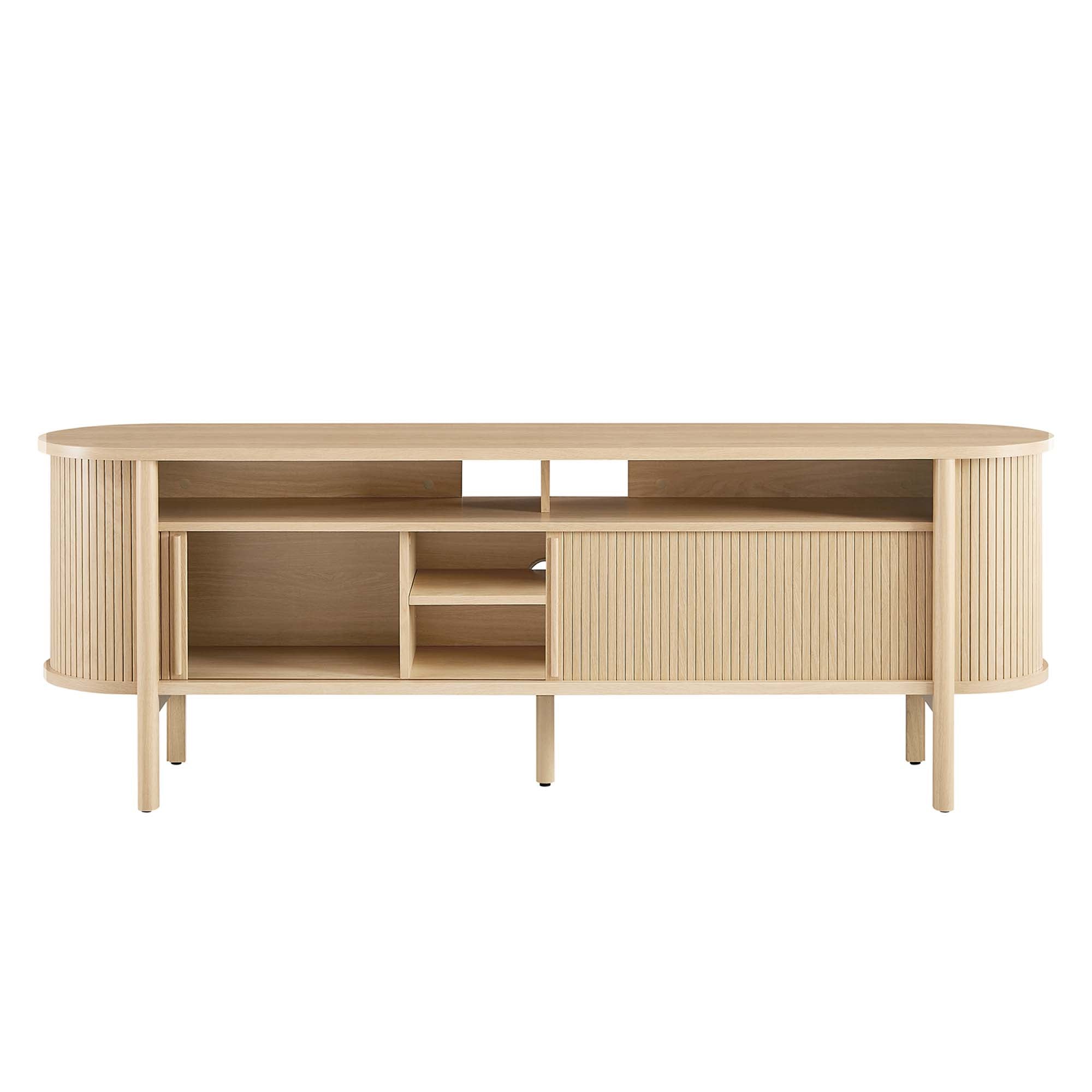 Cadence 71" Curved TV Stand, Oak