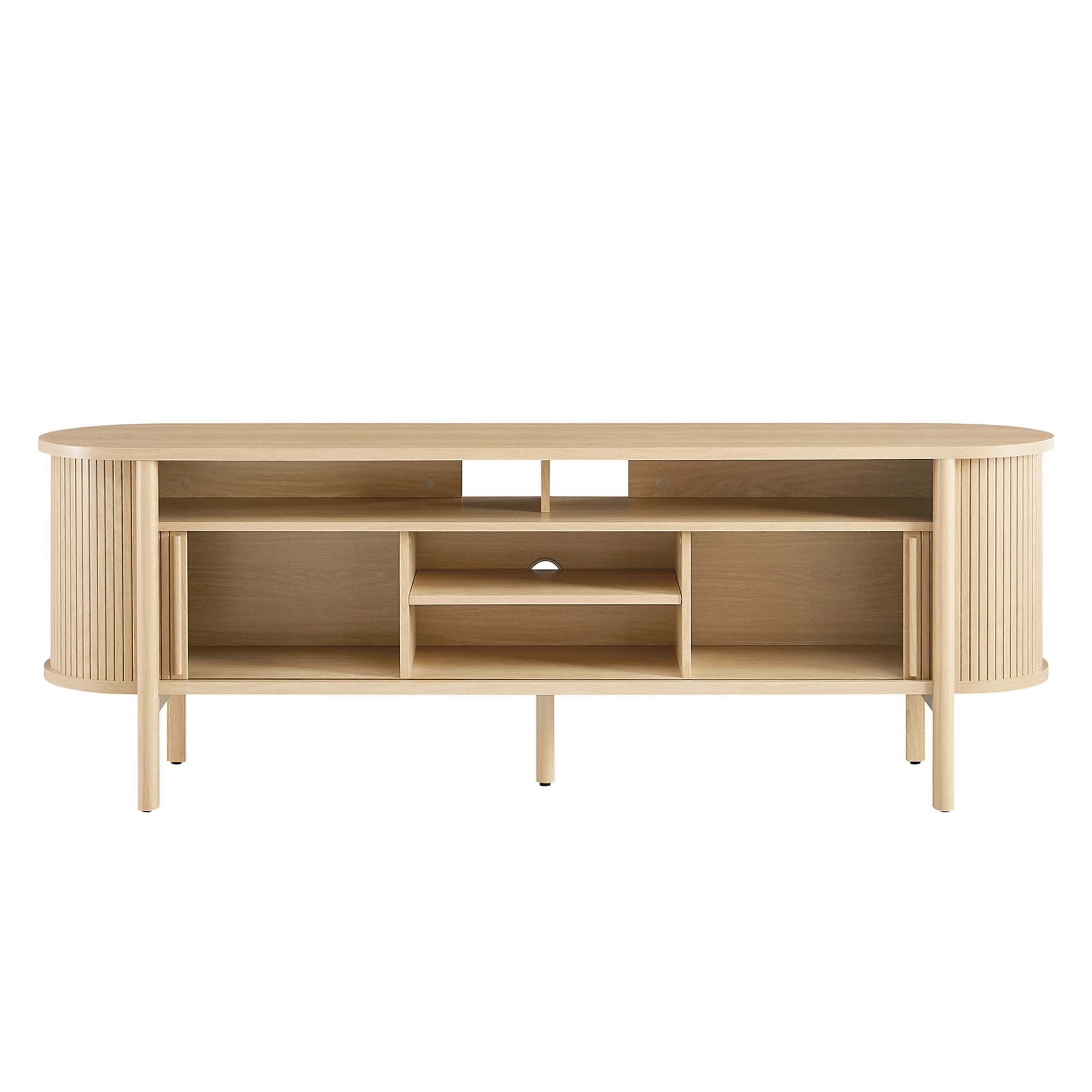 Cadence 71" Curved TV Stand, Oak