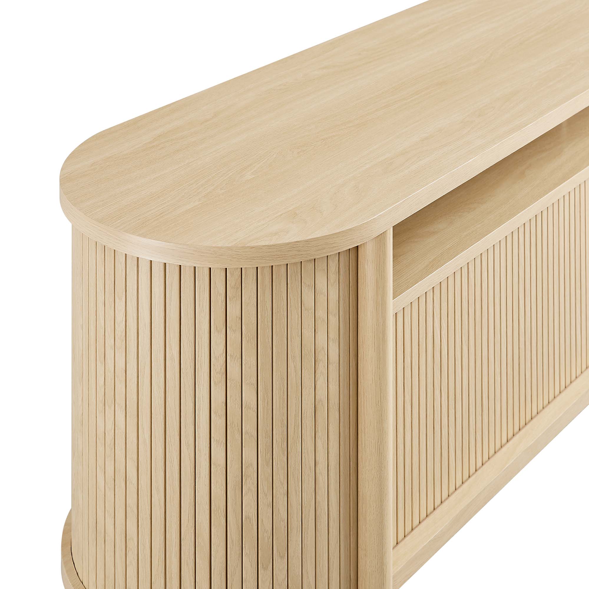 Cadence 71" Curved TV Stand, Oak