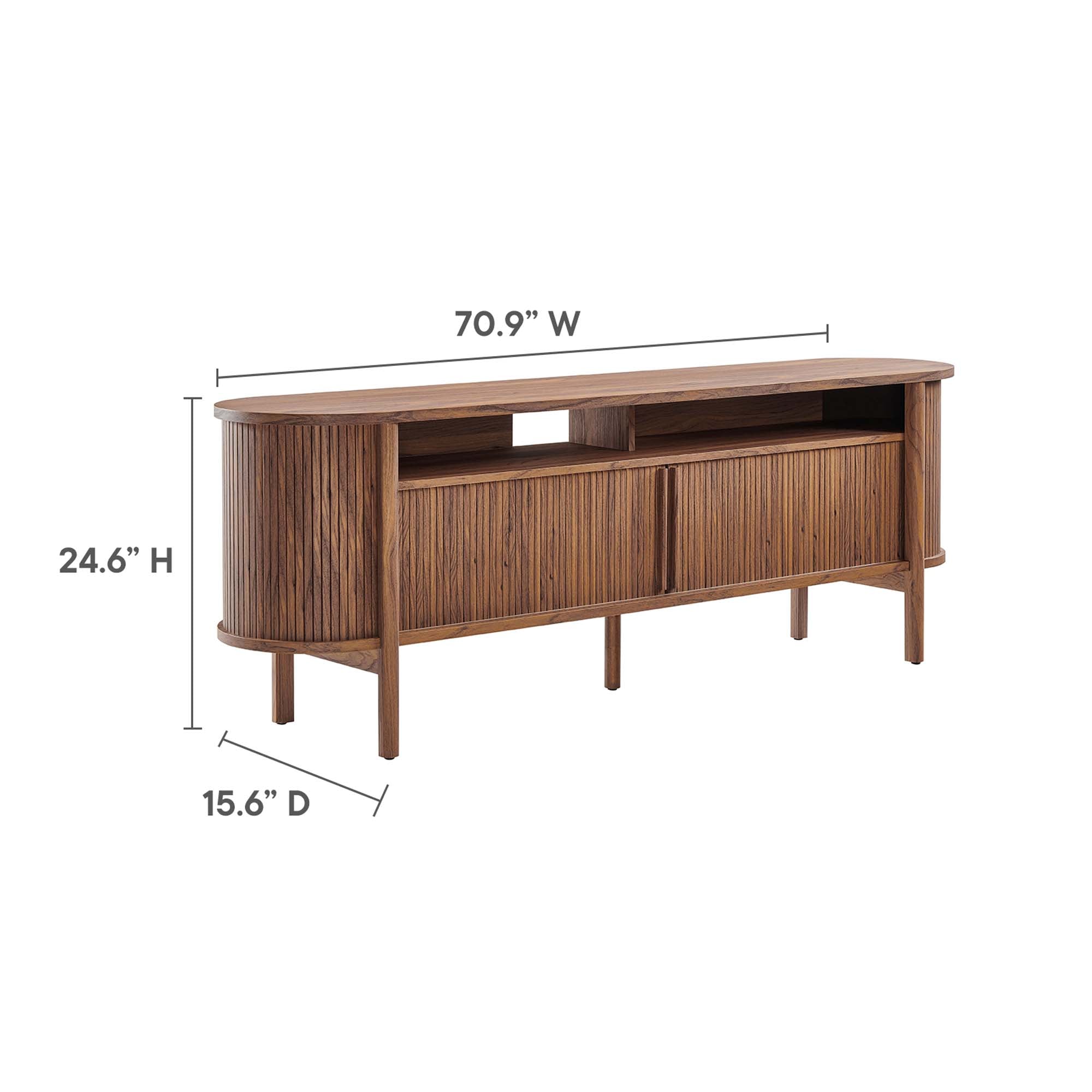 Cadence 71" Curved TV Stand, Walnut