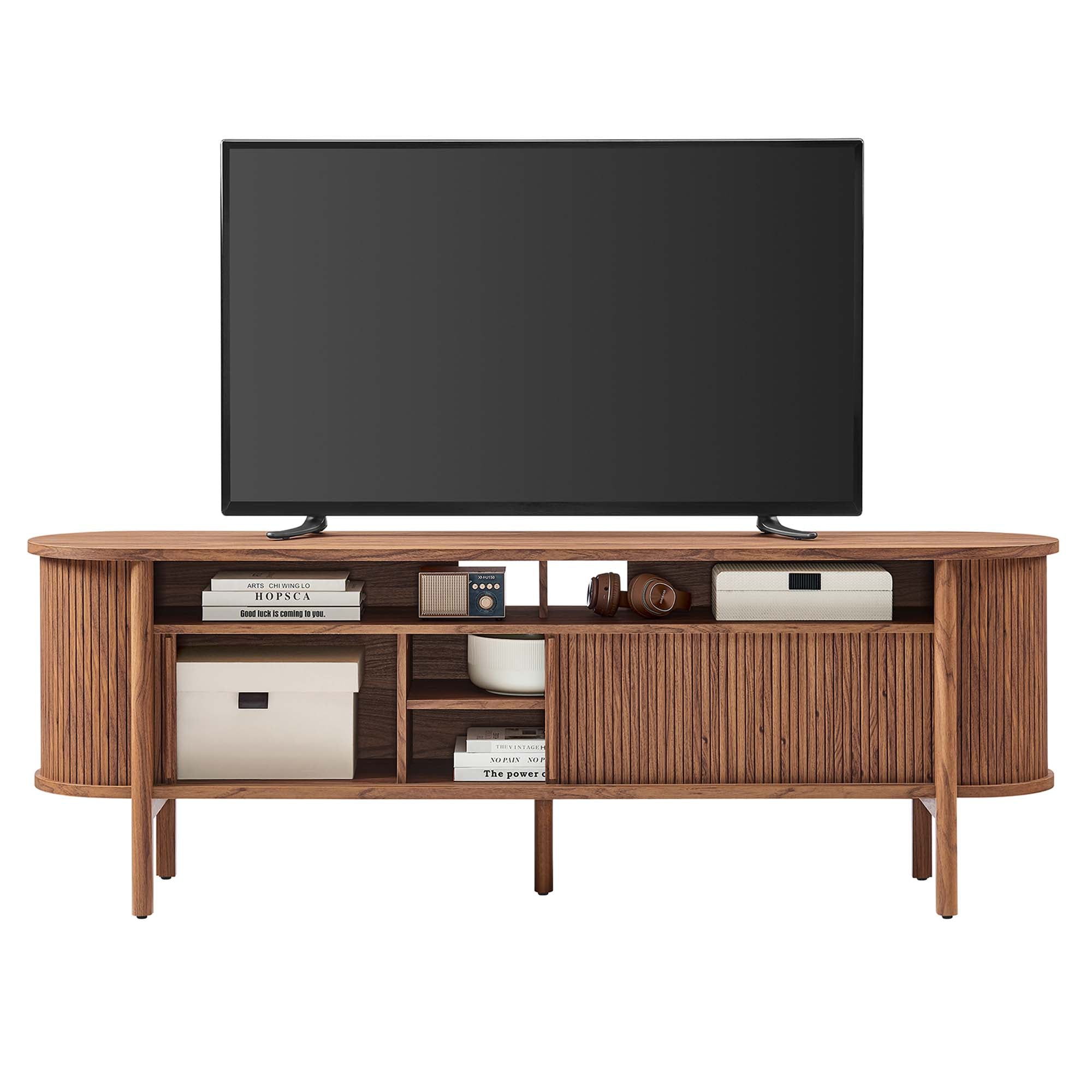 Cadence 71" Curved TV Stand, Walnut
