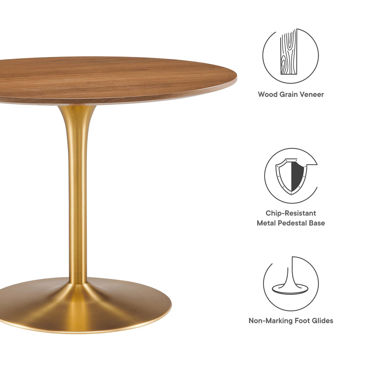 Pursuit 40" Dining Table, Walnut Gold