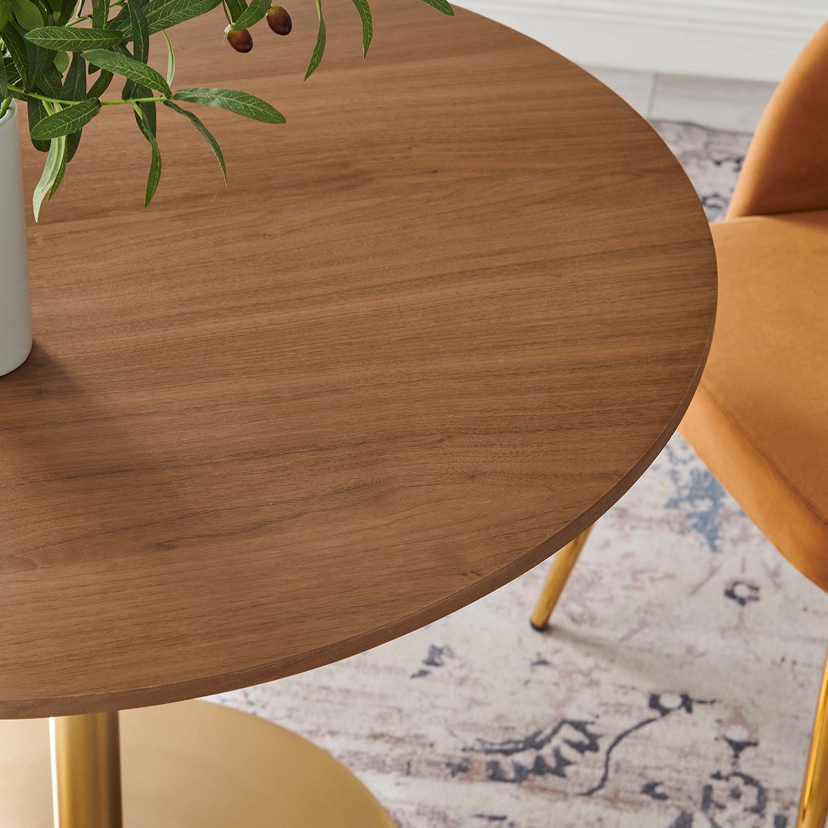 Pursuit 40" Dining Table, Walnut Gold