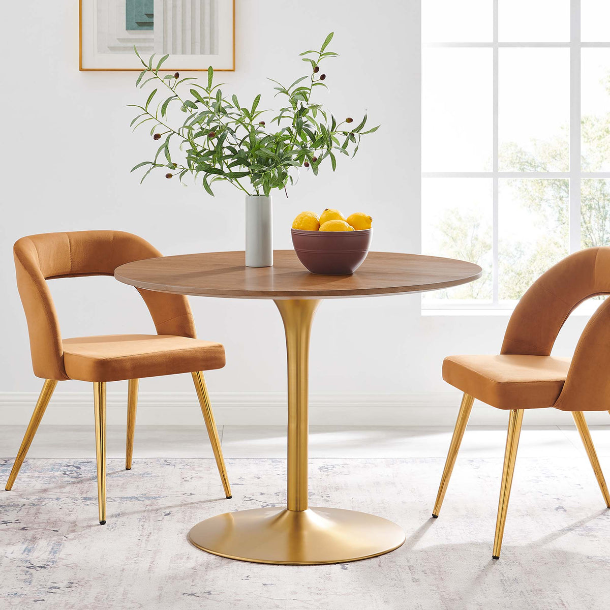 Pursuit 40" Dining Table, Walnut Gold