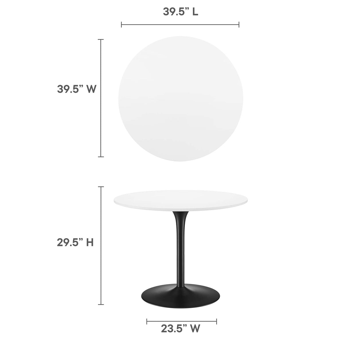 Pursuit 40" Dining Table, White Black