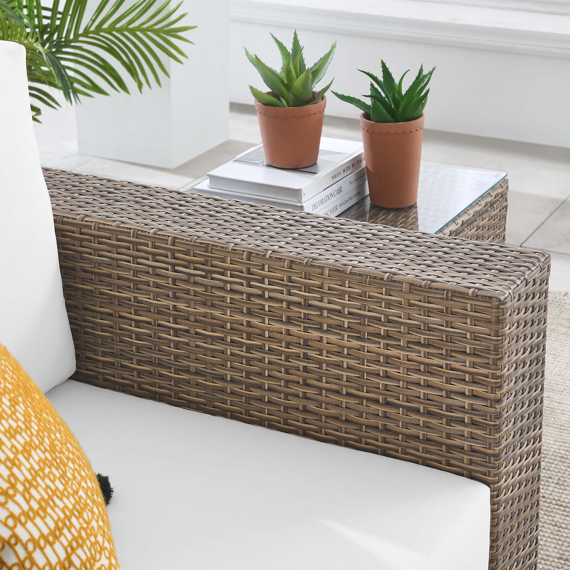 Convene Outdoor Patio Armchair, Cappuccino White