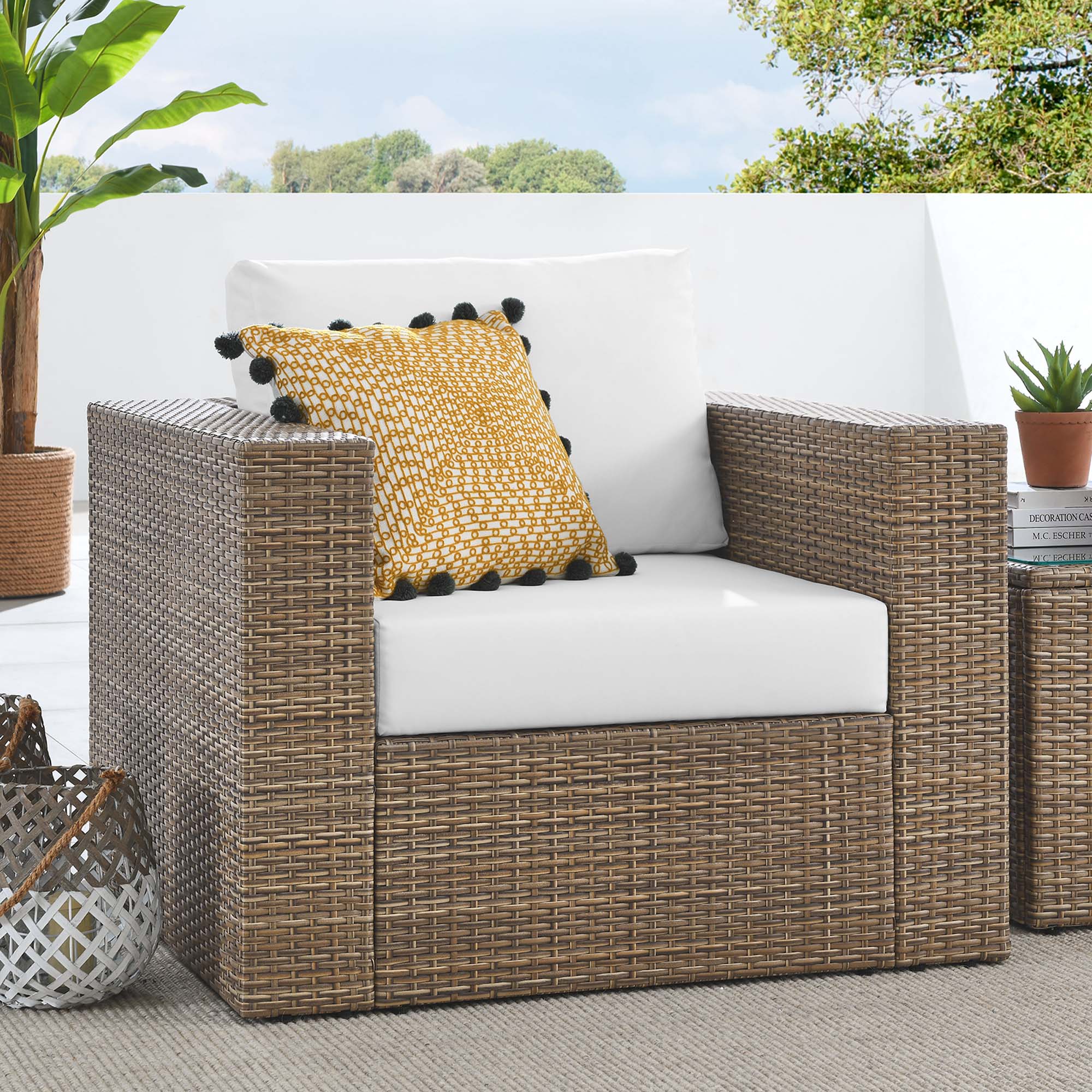Convene Outdoor Patio Armchair, Cappuccino White