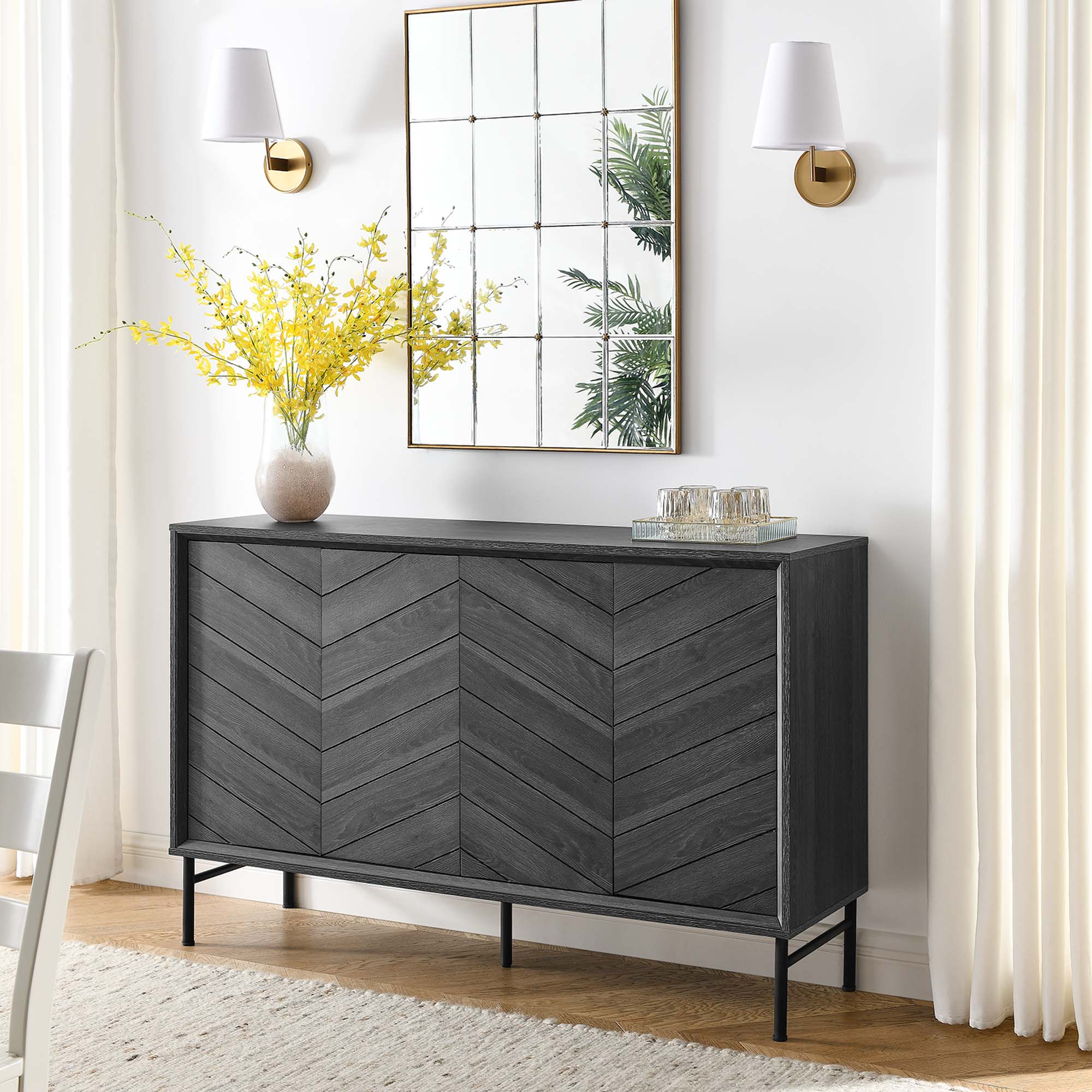 Harper Chevron Sideboard, Black