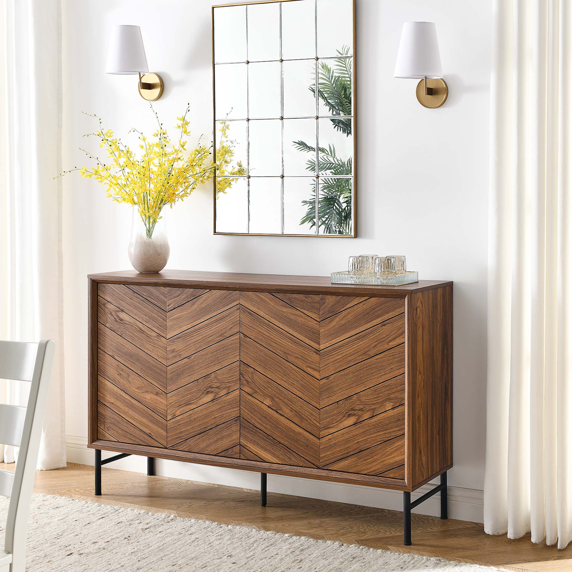 Harper Chevron Sideboard, Walnut