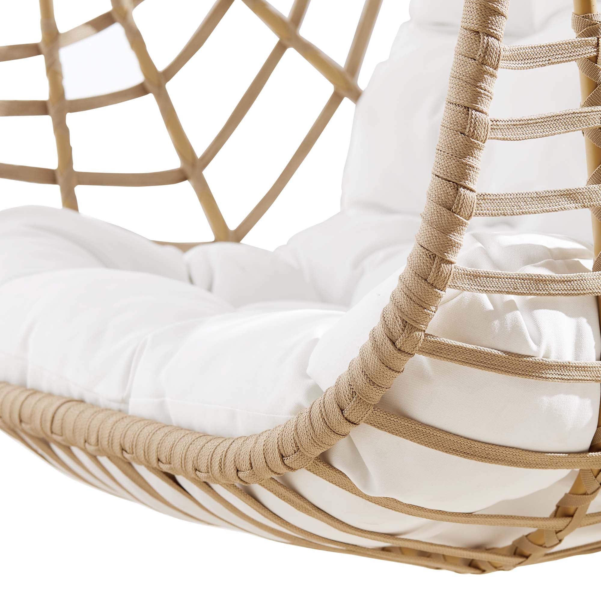 Amalie Wicker Rattan Outdoor Patio Rattan Swing Chair, Natural White
