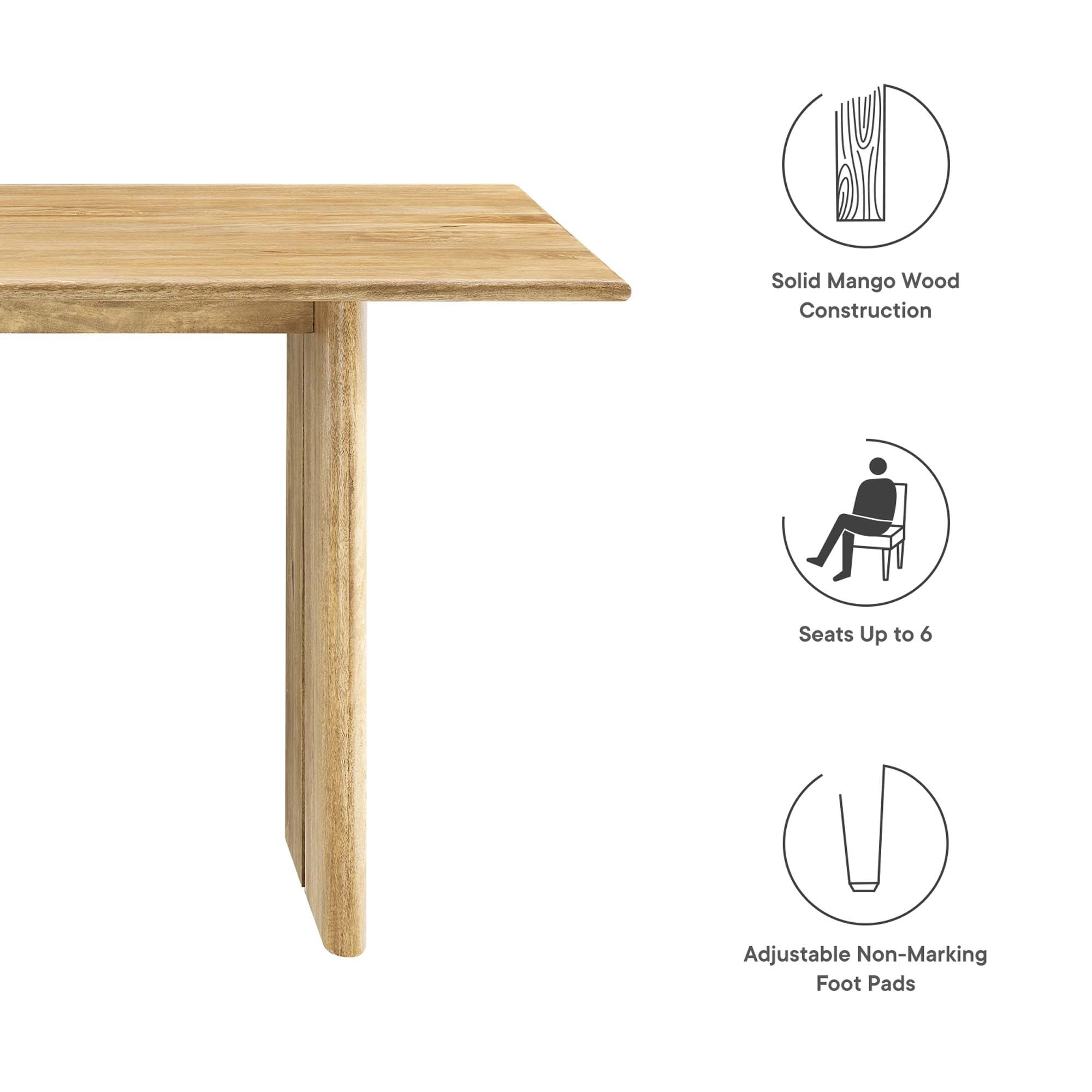Amistad 60" Wood Dining Table, Oak