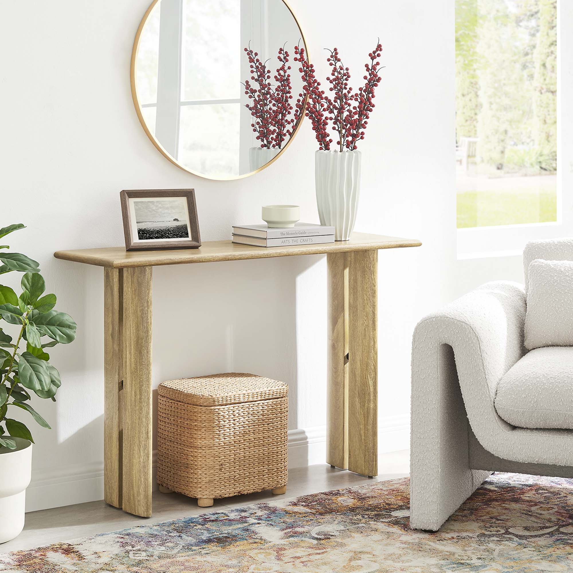 Amistad Wood Console Table, Oak