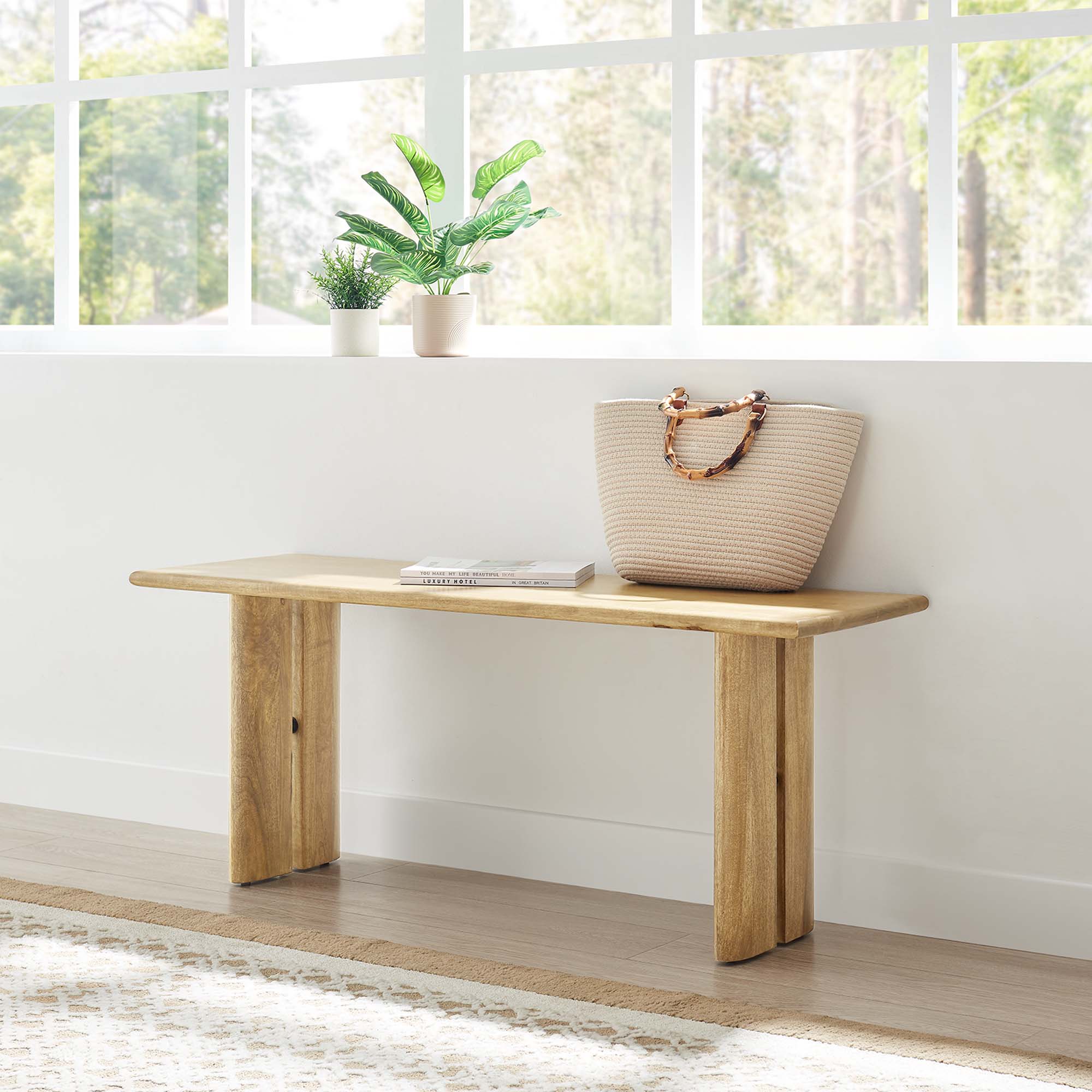 Amistad 46" Wood Bench, Oak