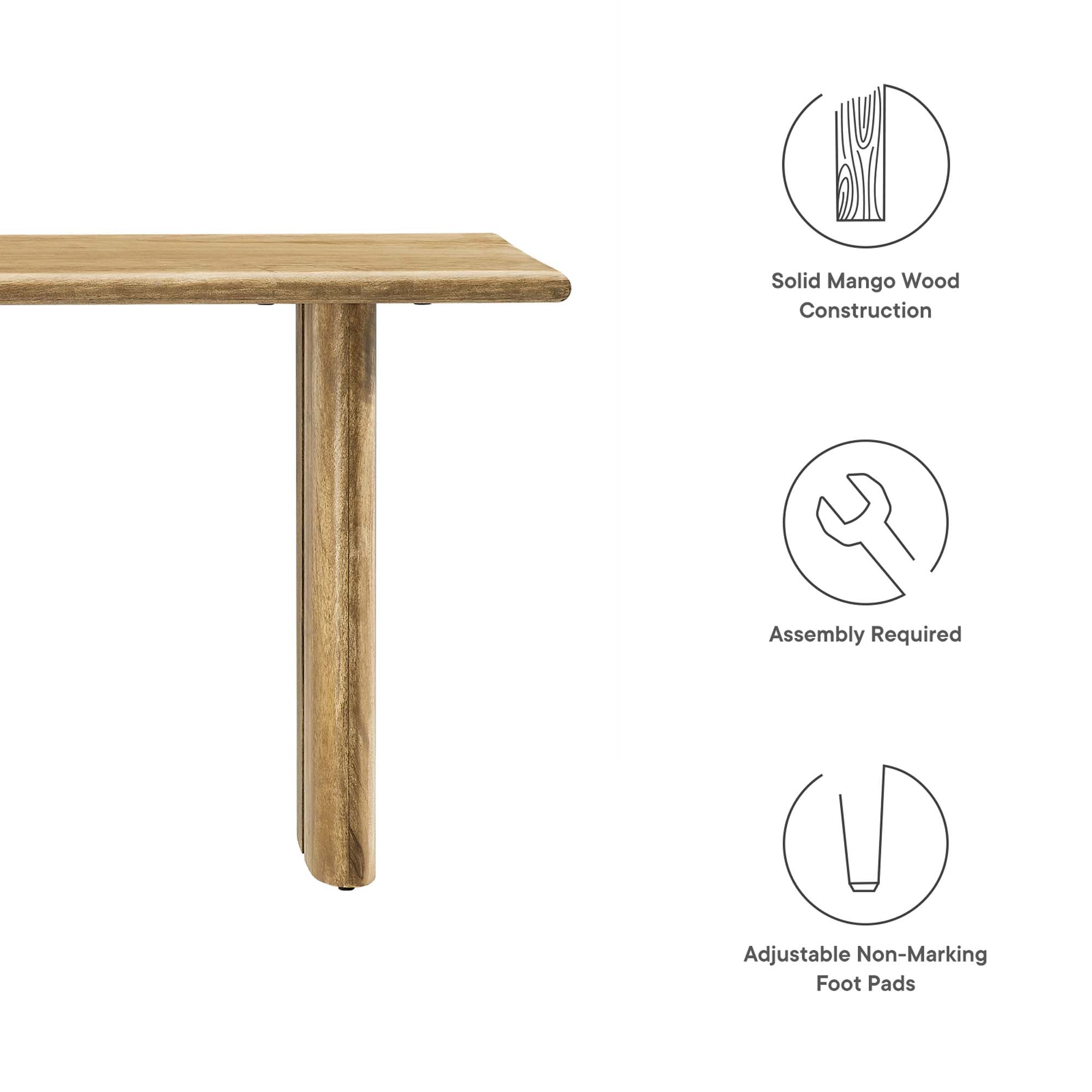 Amistad 46" Wood Bench, Oak