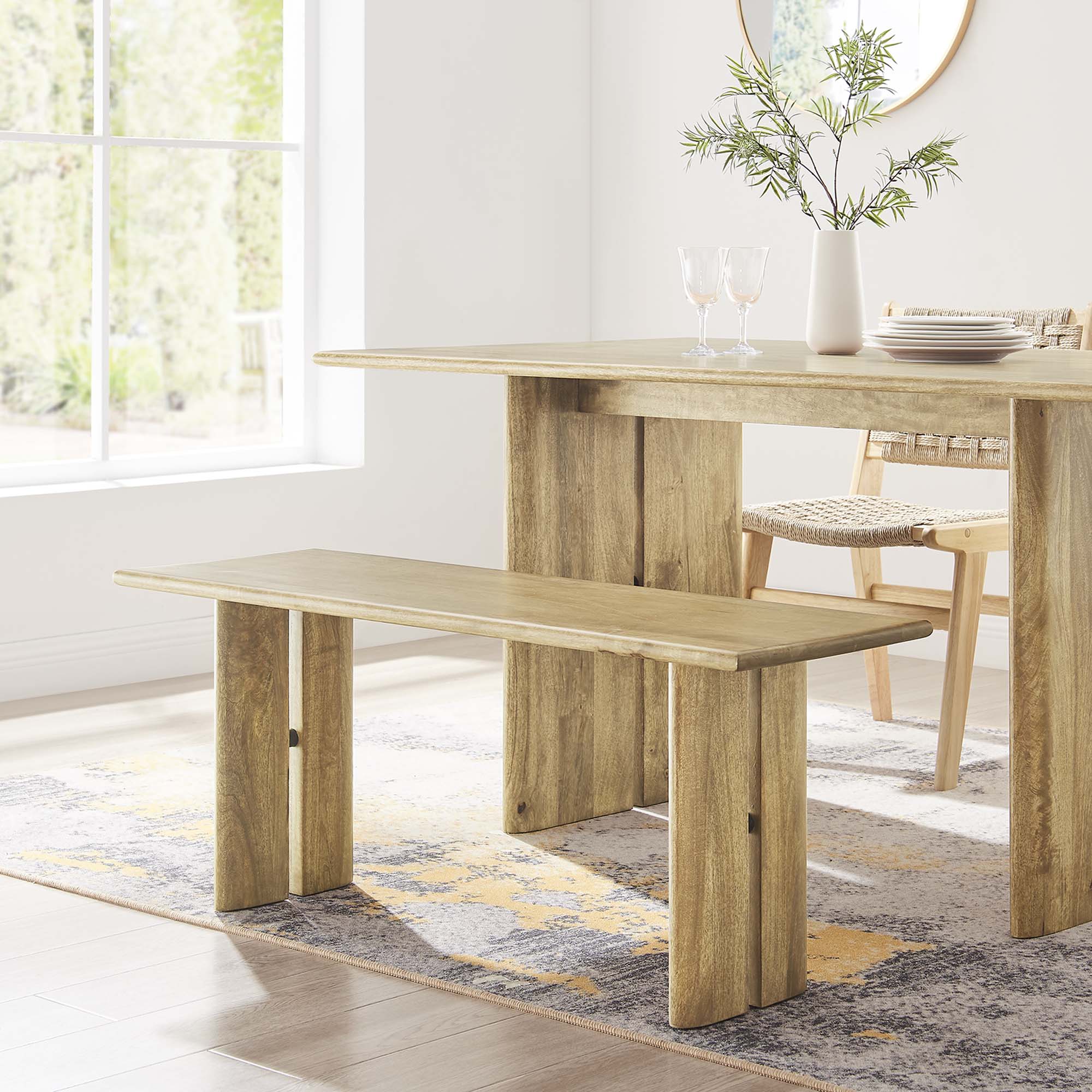 Amistad 46" Wood Bench, Oak