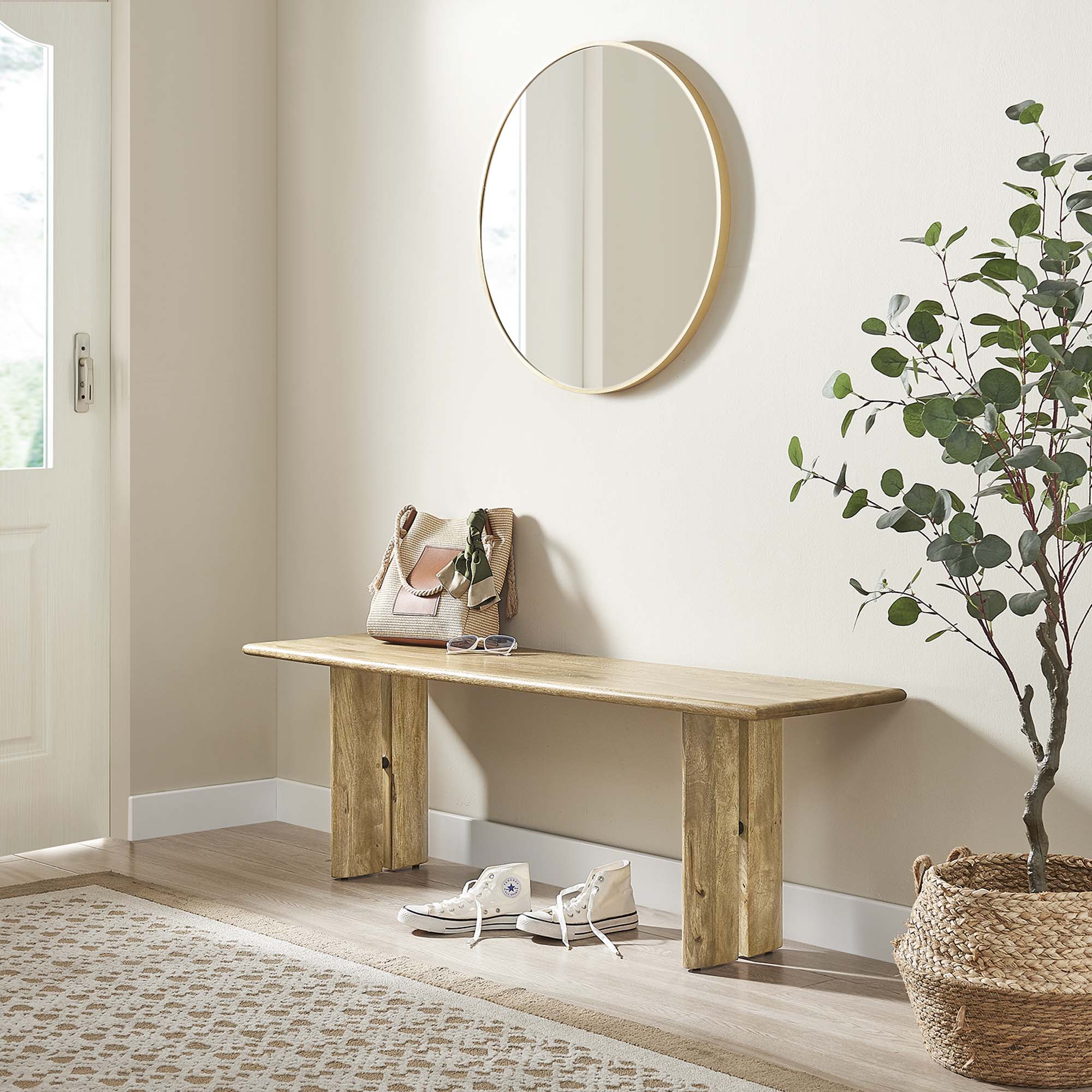 Amistad 58" Wood Bench, Oak
