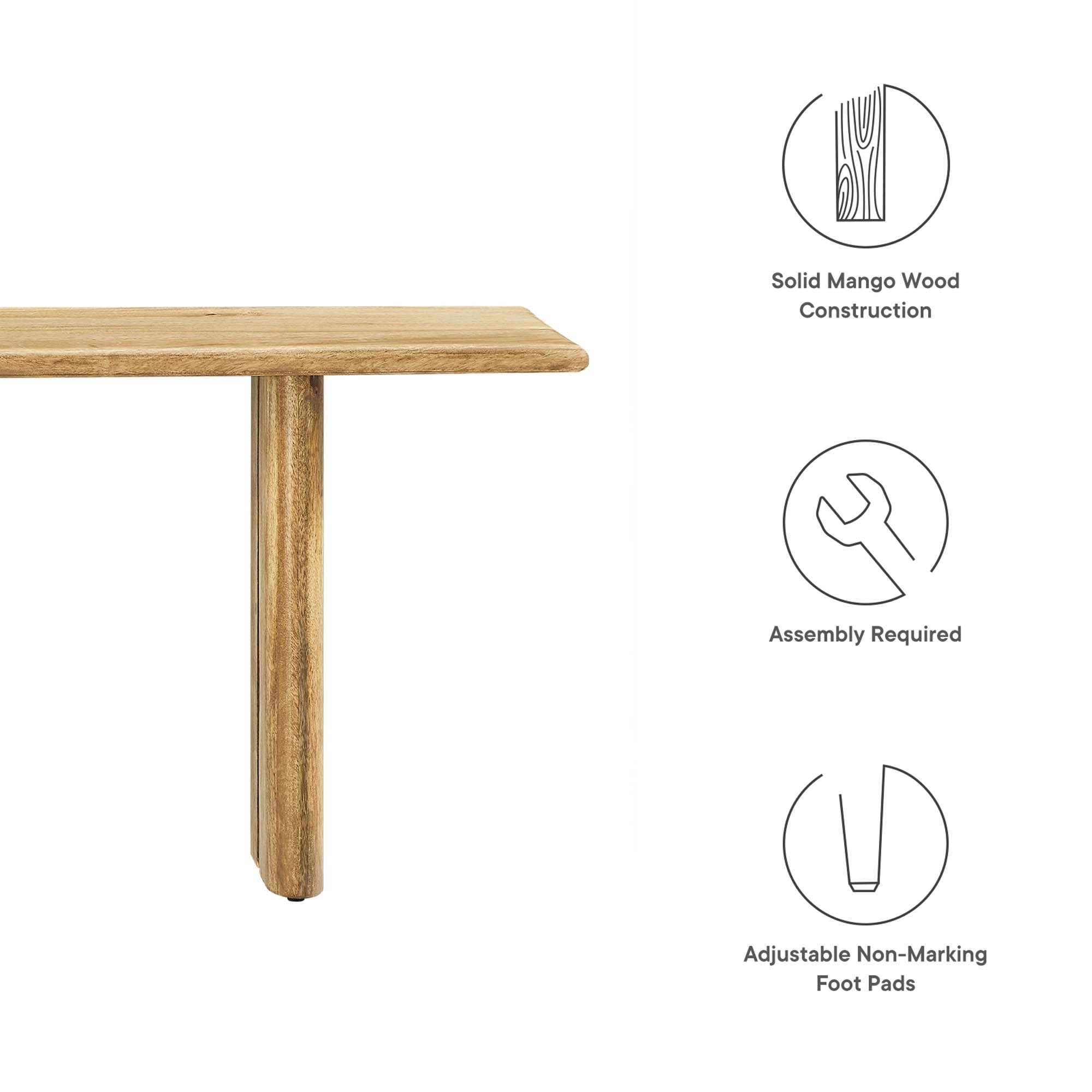 Amistad 58" Wood Bench, Oak