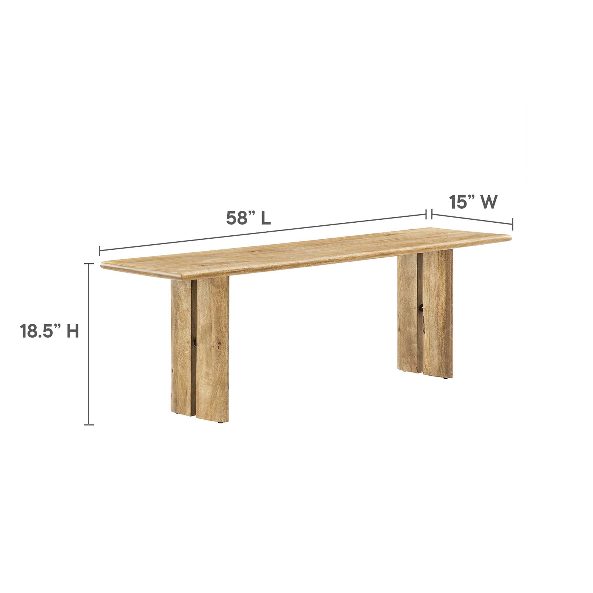Amistad 58" Wood Bench, Oak