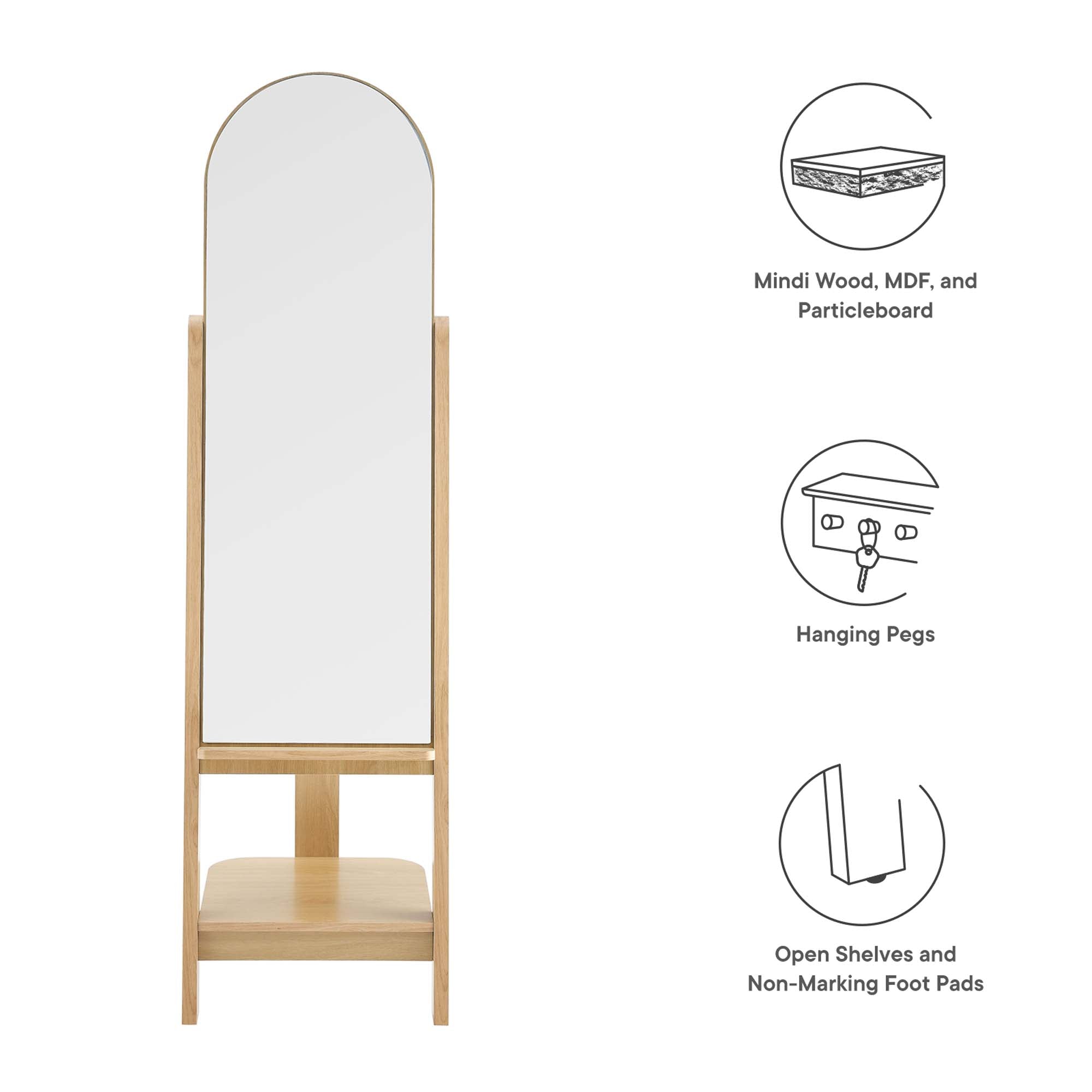 Ascend Standing Mirror, Oak