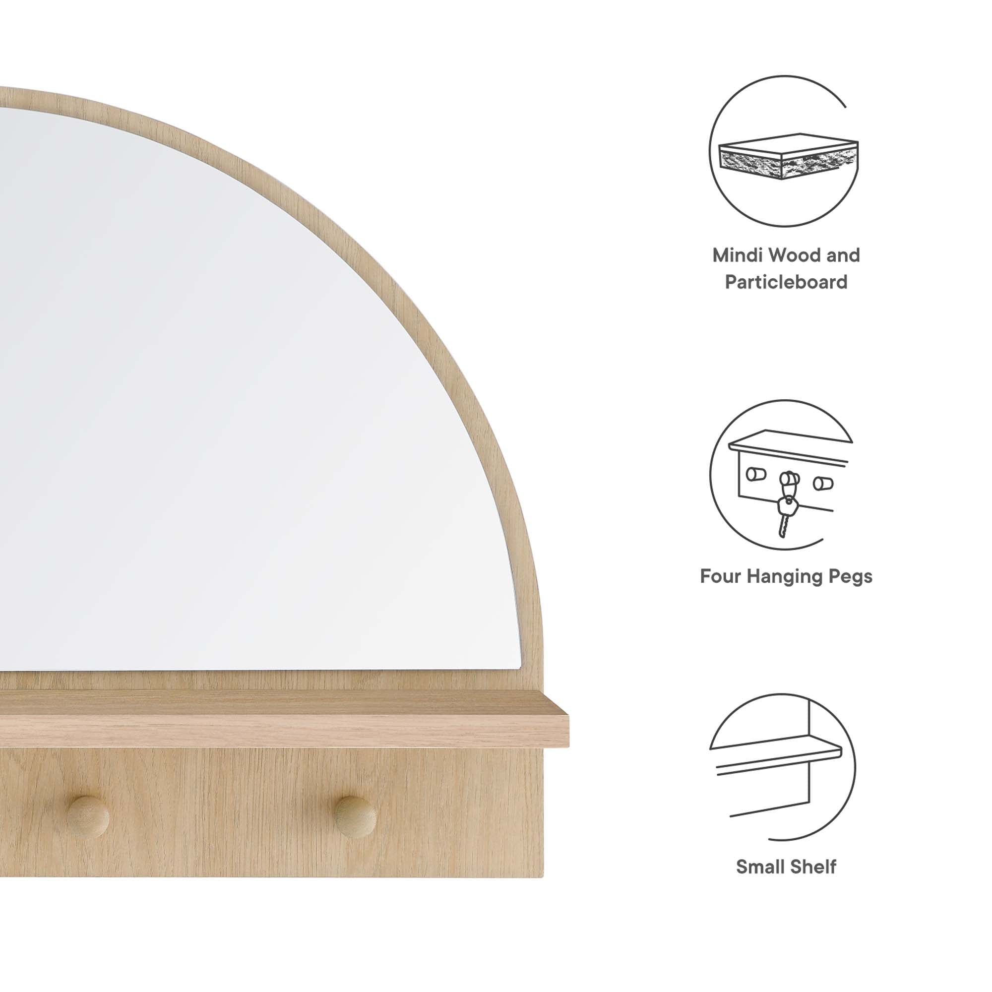 Moonbeam Arched Mirror, Oak