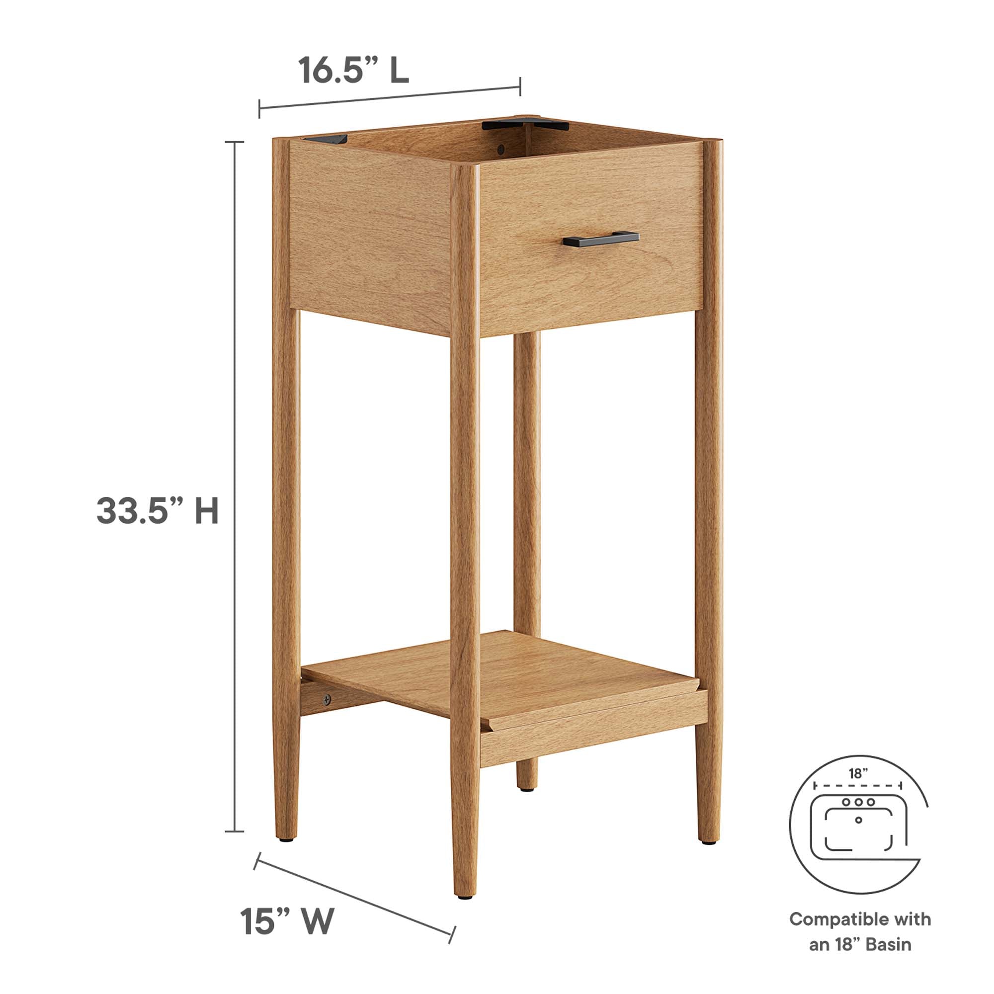 Zaire 18" Bathroom Vanity Cabinet (Sink Basin Not Included), Natural