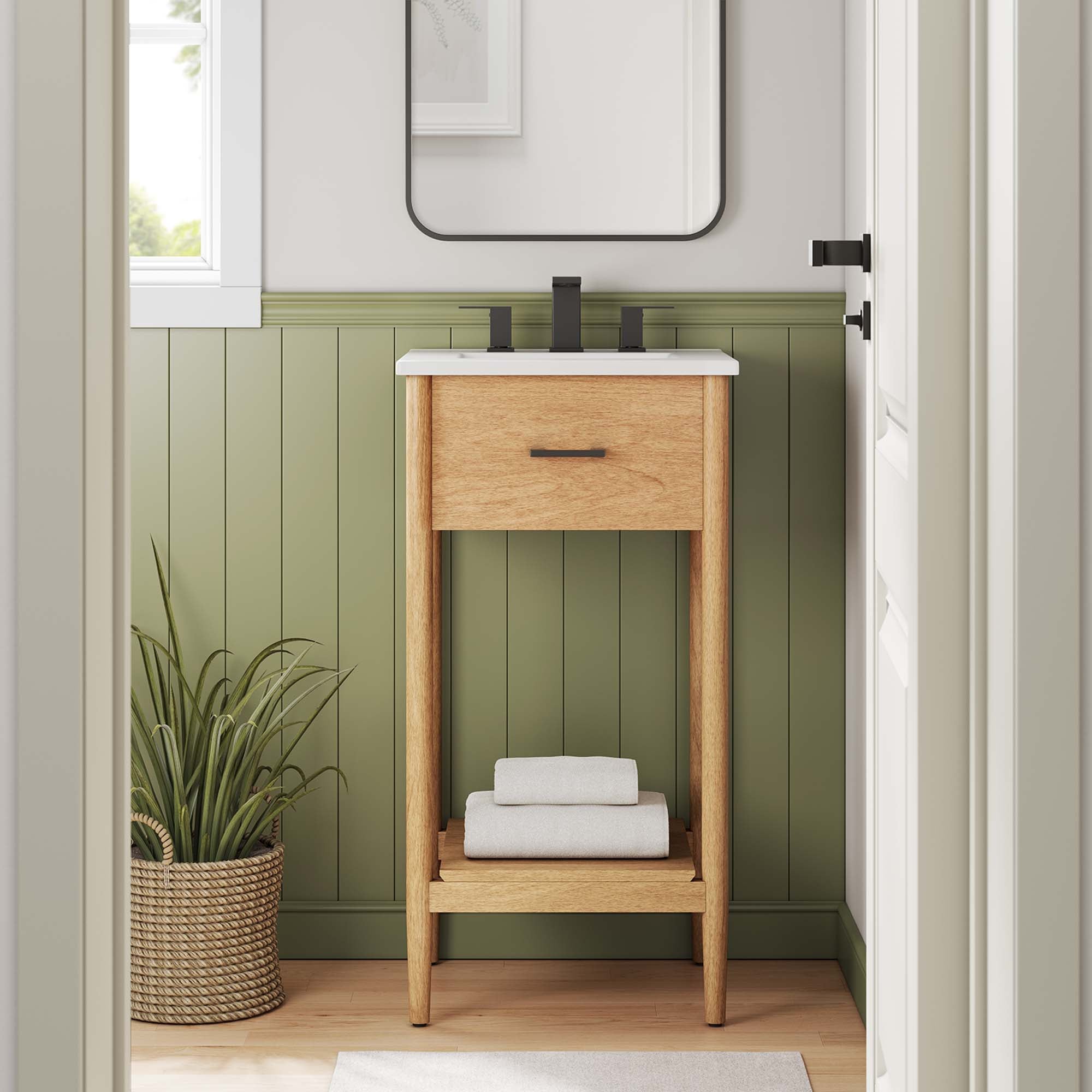 Zaire 18" Bathroom Vanity Cabinet (Sink Basin Not Included), Natural
